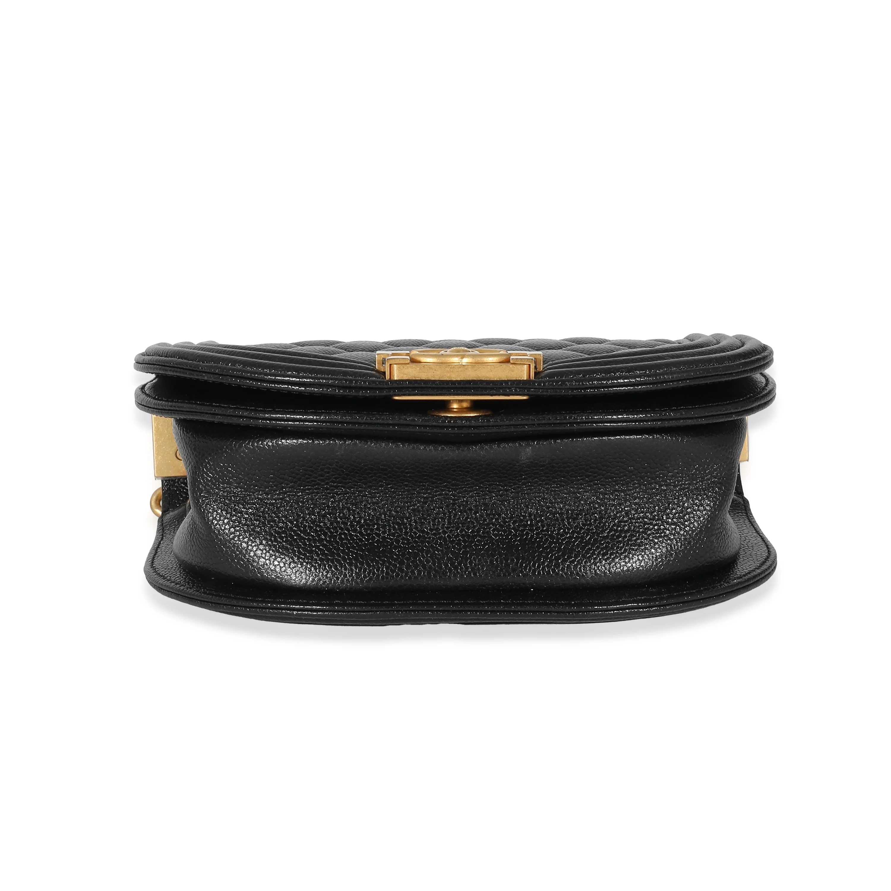 Chanel Black Quilted Caviar Small Boy Messenger - Image 6