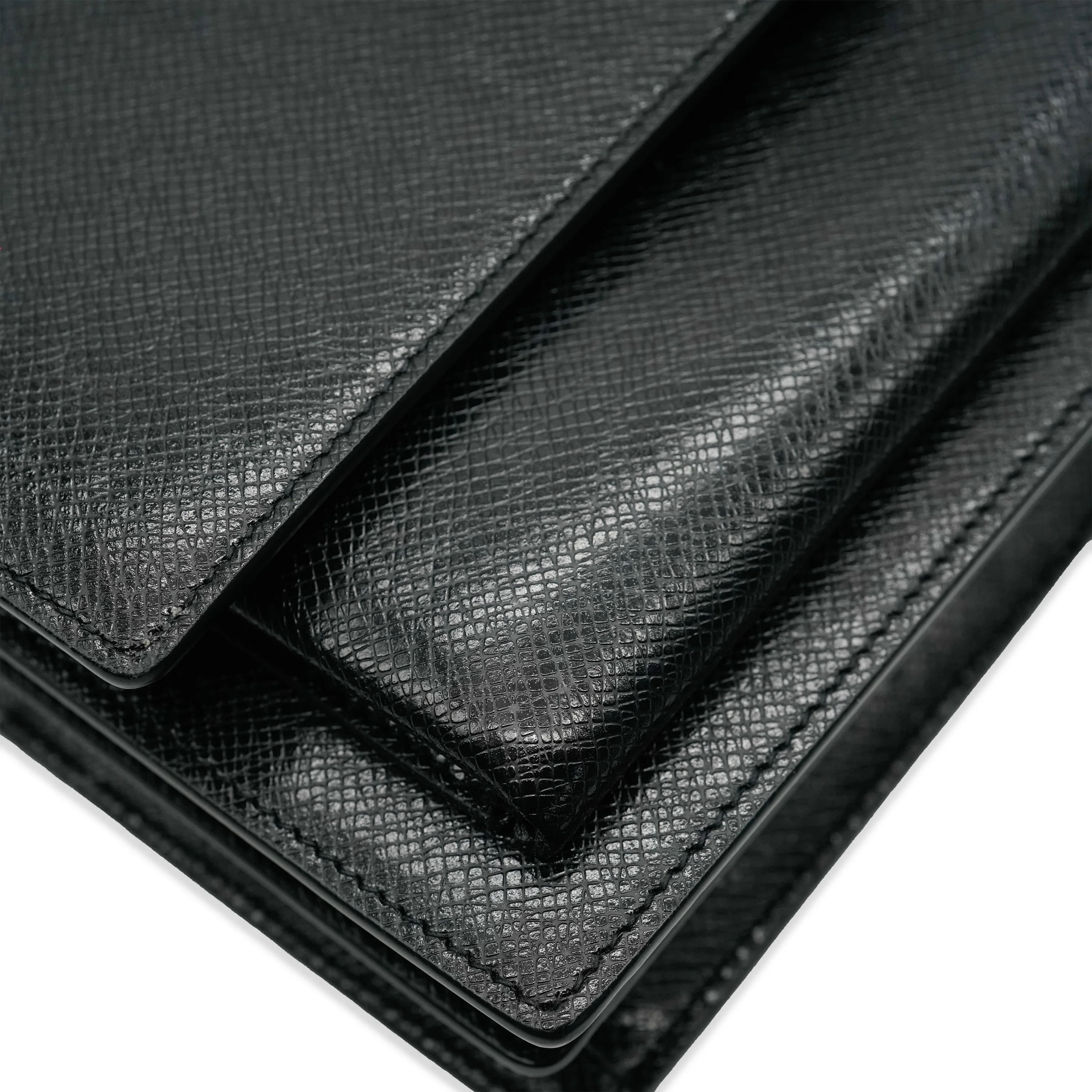 Saint Laurent Black Coated Bark Leather Medium Sunset - Image 4