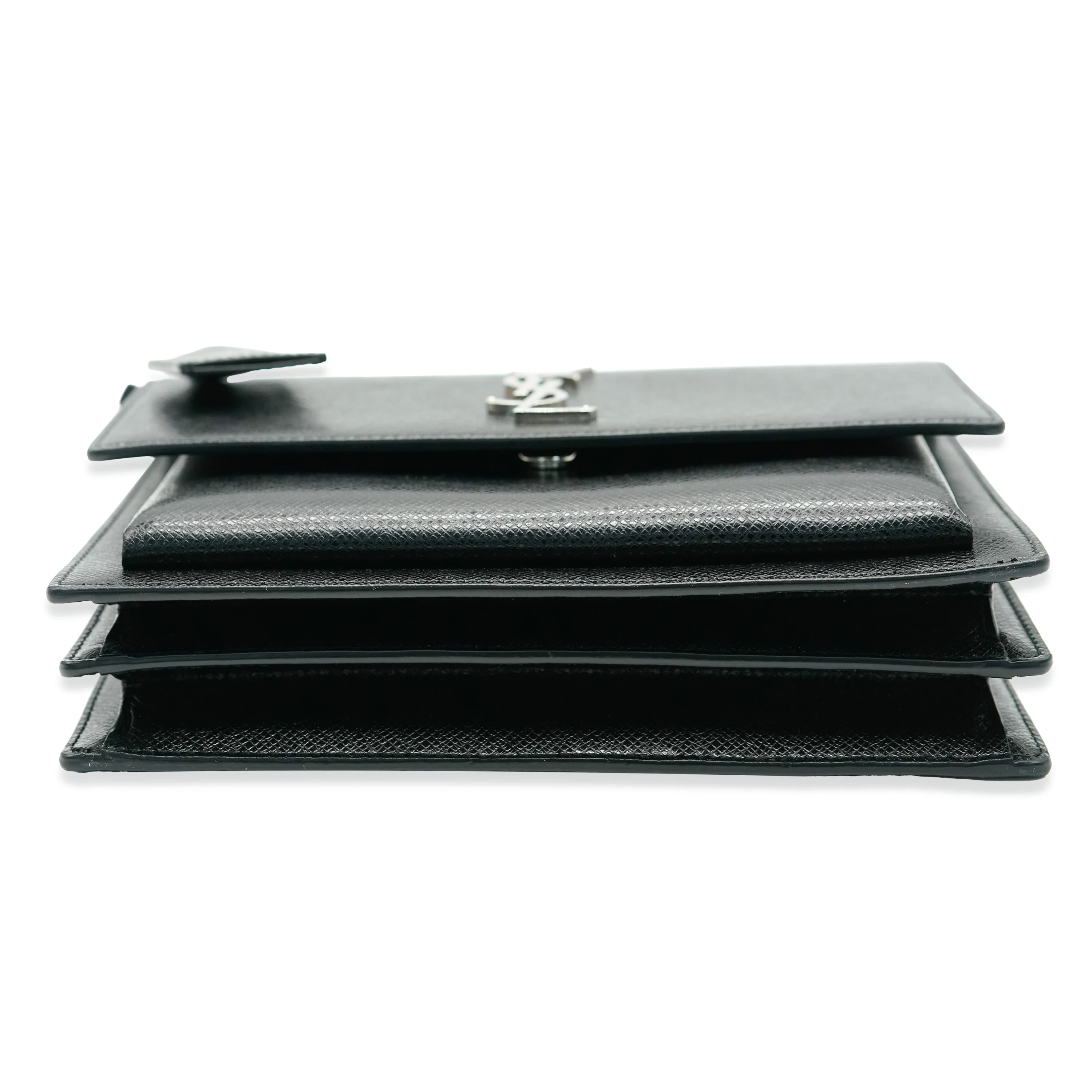 Saint Laurent Black Coated Bark Leather Medium Sunset - Image 5