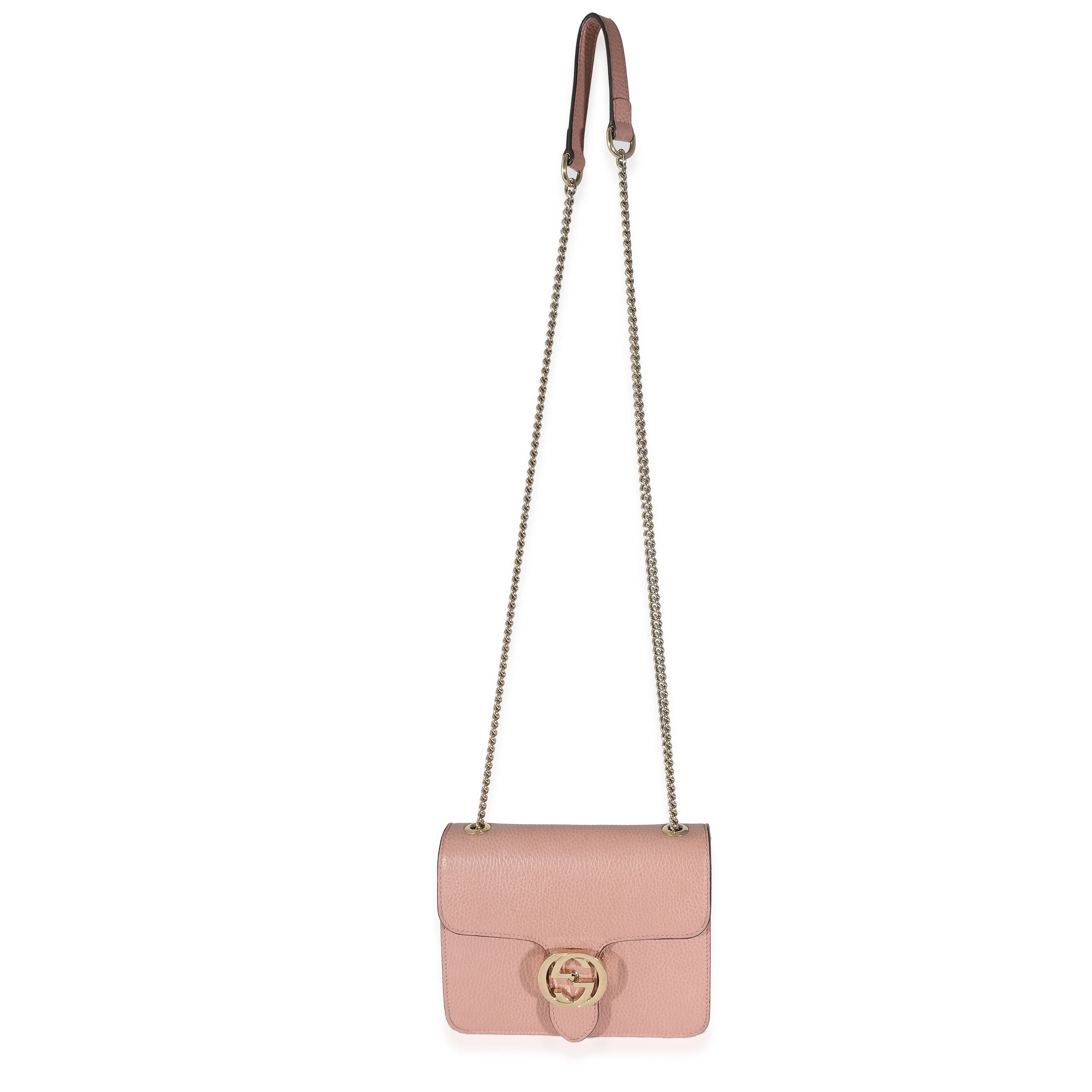 Soft Pink Dollar Calfskin Small Interlocking G Chain Bag - Image 8