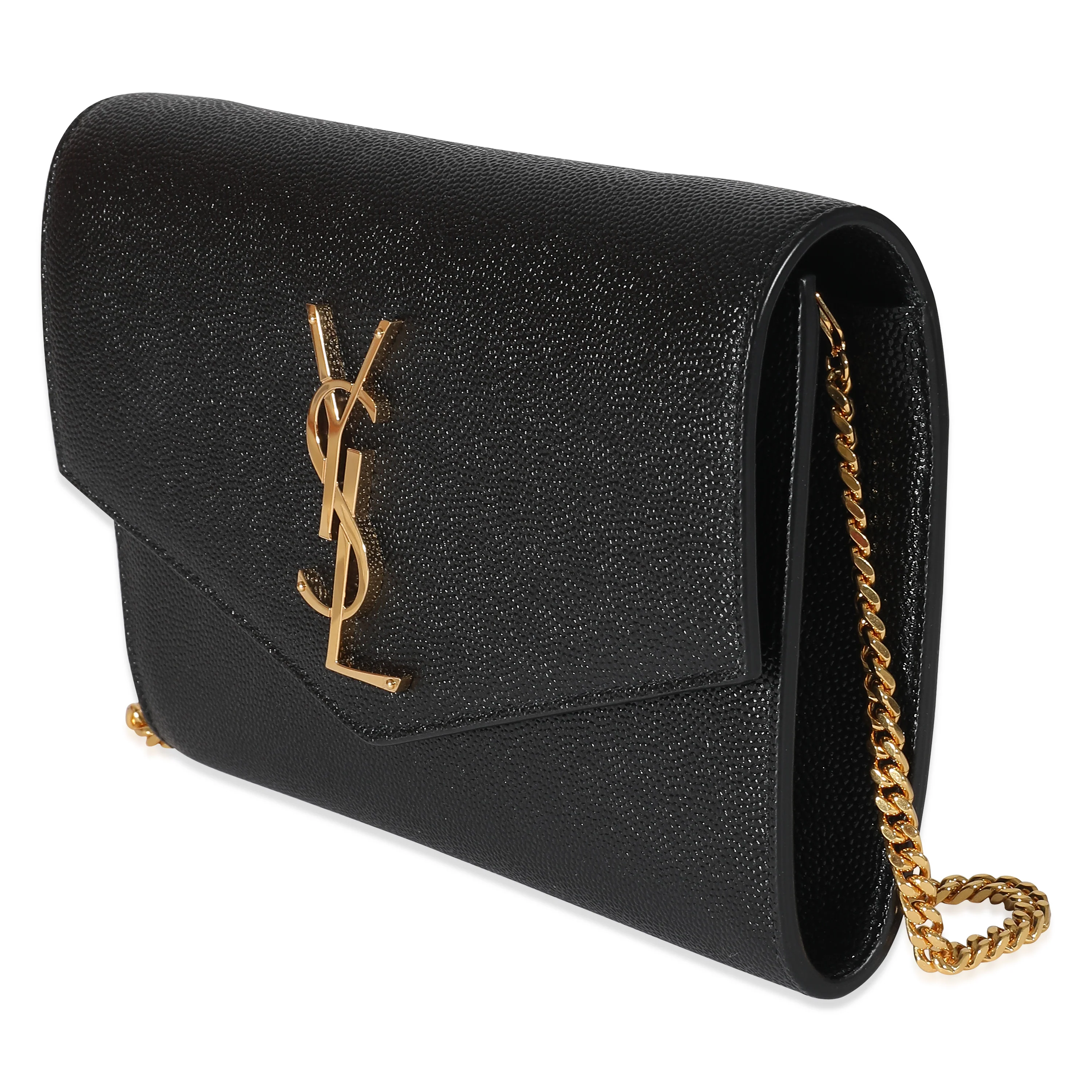 Saint Laurent Black Pebbled Calfskin Uptown Chain Wallet - Image 2