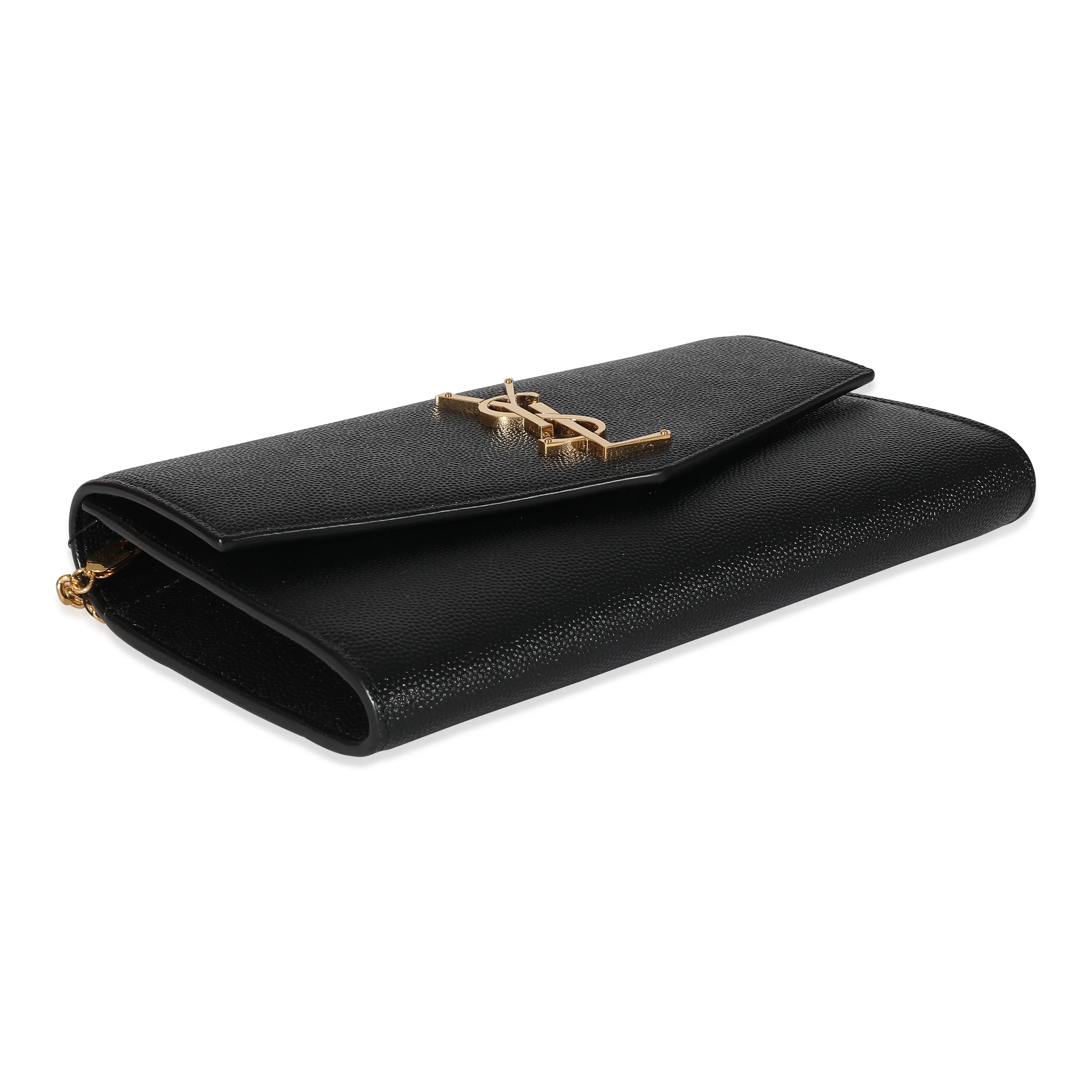 Saint Laurent Black Pebbled Calfskin Uptown Chain Wallet - Image 6