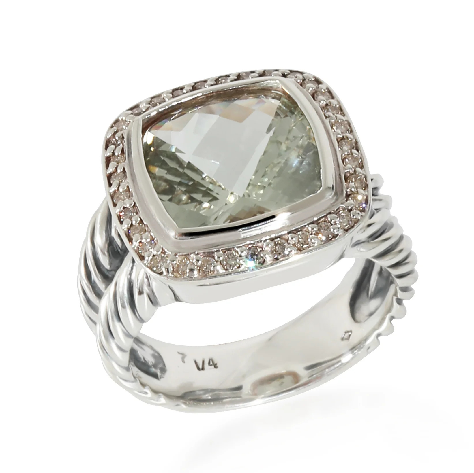David Yurman Albion Prasiolite Ring in Sterling Silver Green 0.22 CTW - Image 4