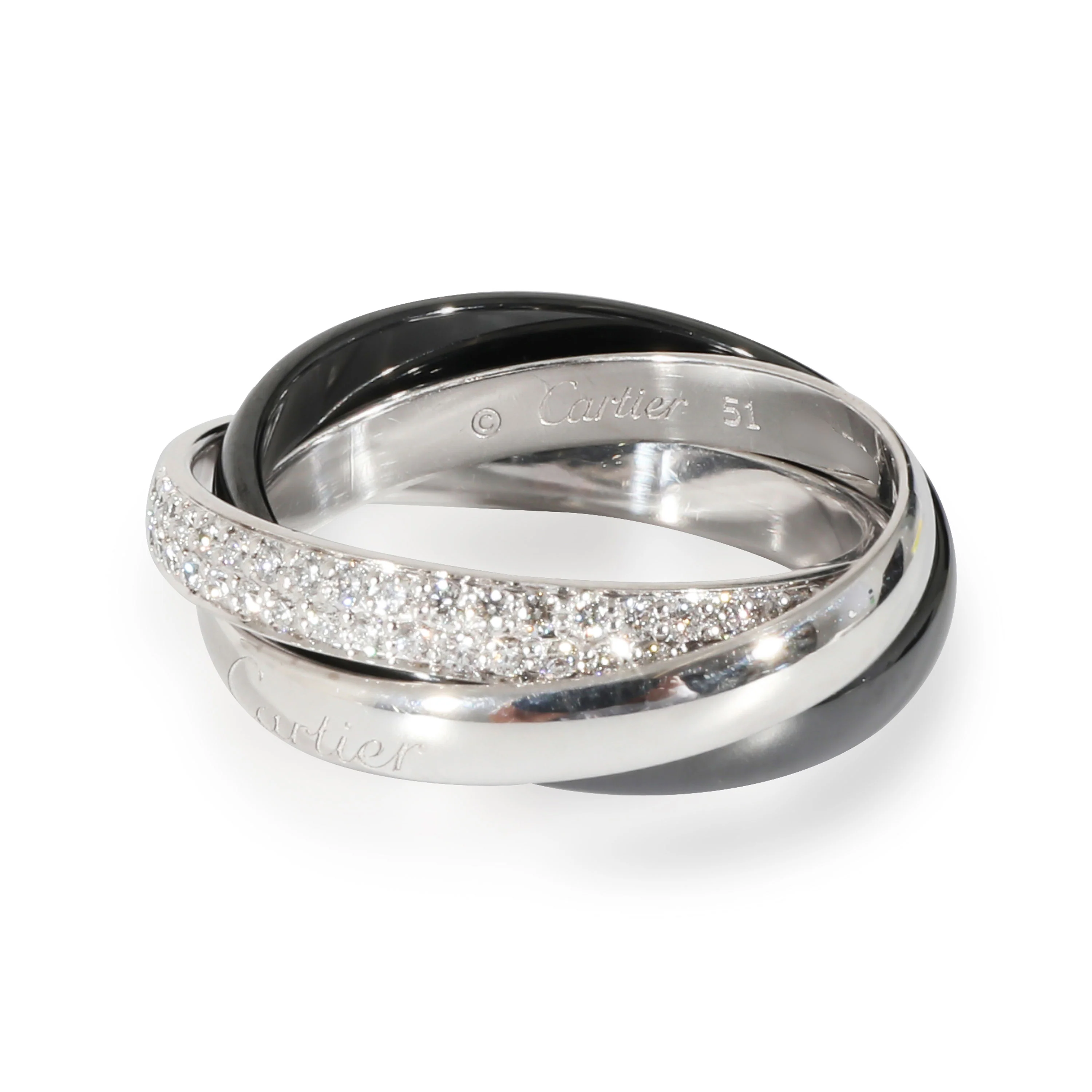 Trinity Ring In Ceramic, Small Model (White Gold) - Image 2