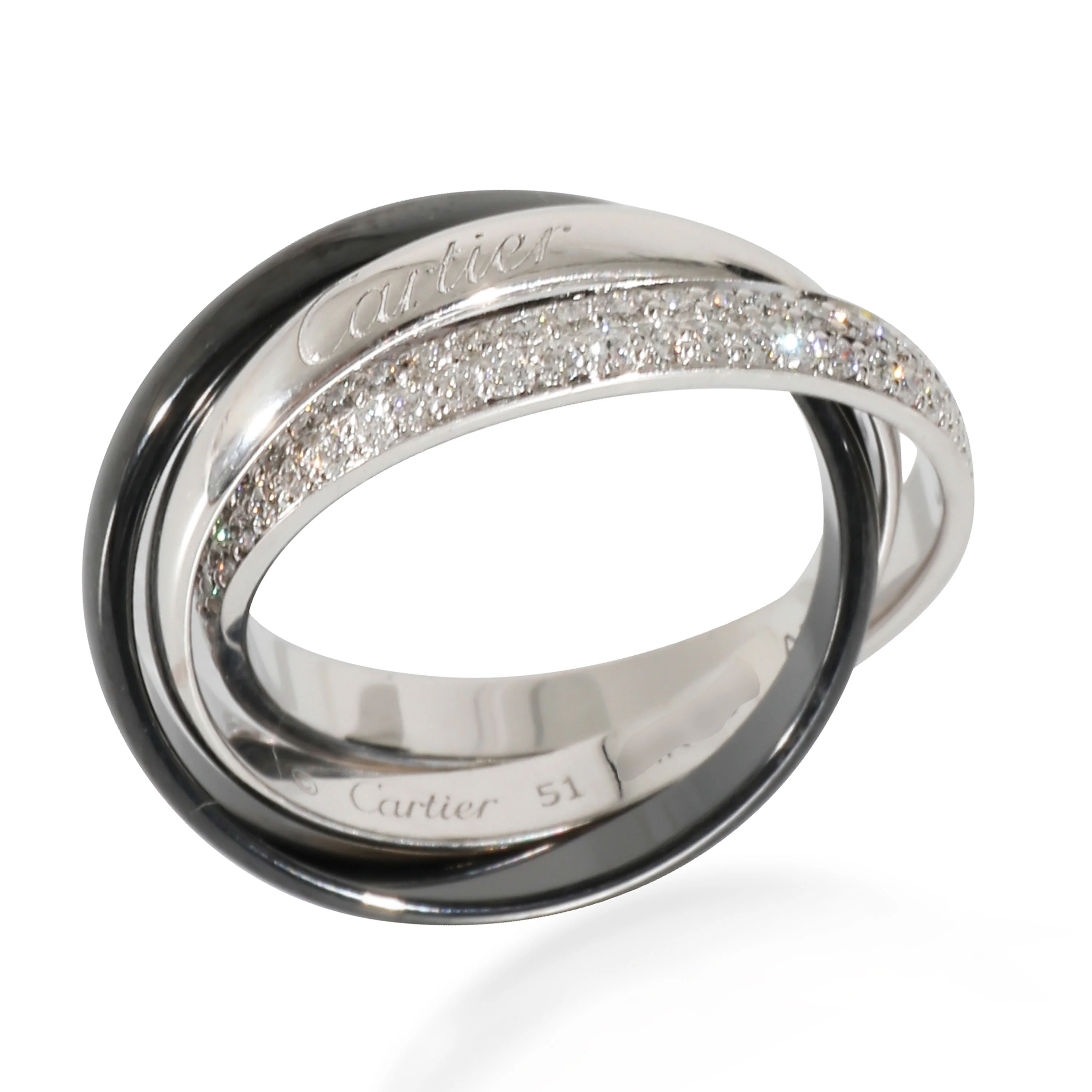 Trinity Ring In Ceramic, Small Model (White Gold) - Image 3