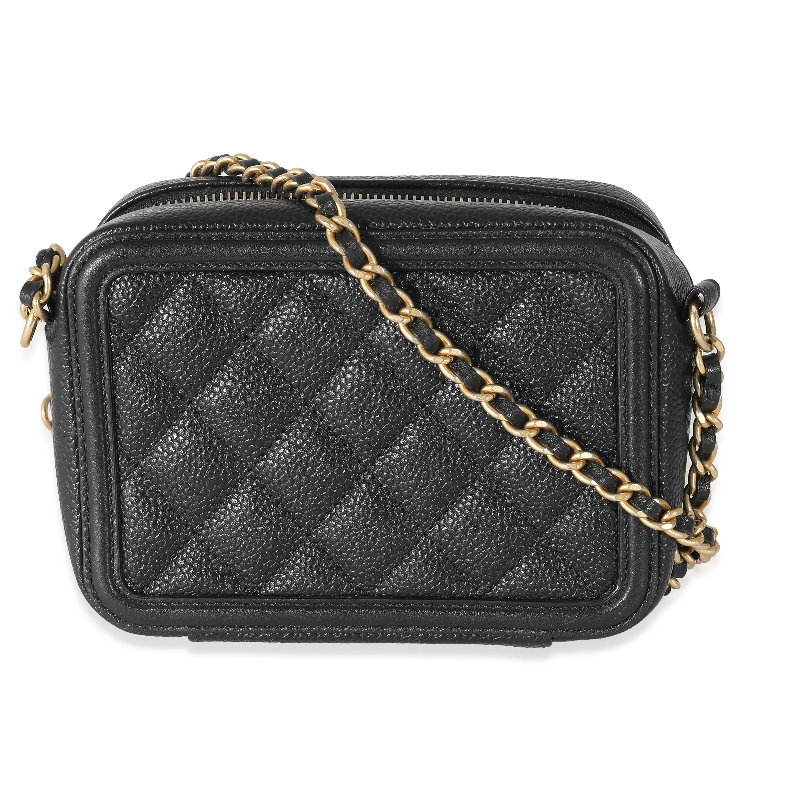 Chanel Black Quilted Caviar CC Filigree Vanity Clutch With Chain - Image 4