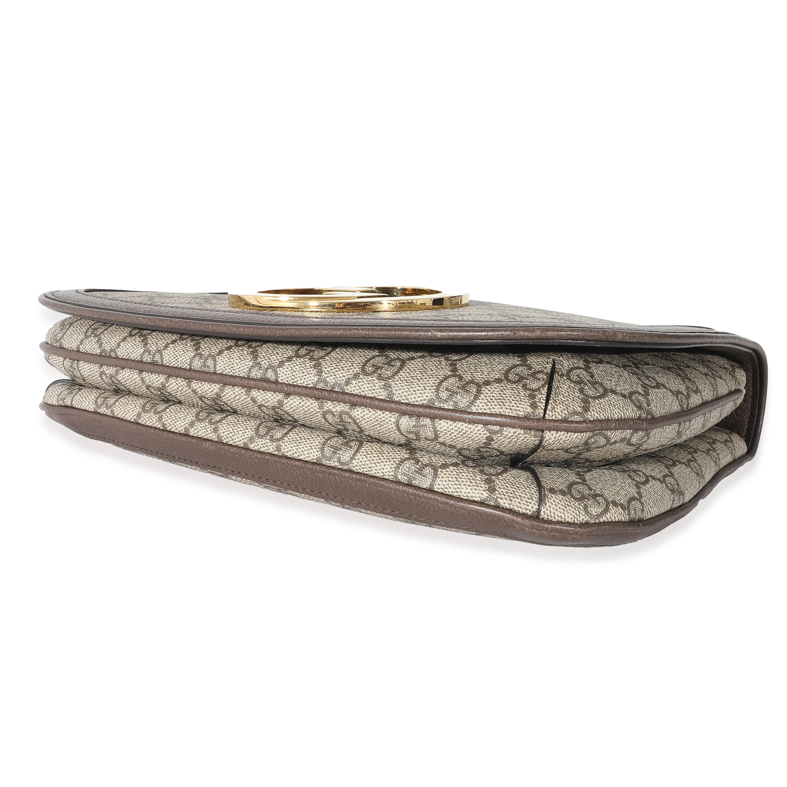 Gucci Beige GG Supreme Calfskin Web Medium Blondie Shoulder Flap Bag - Image 5