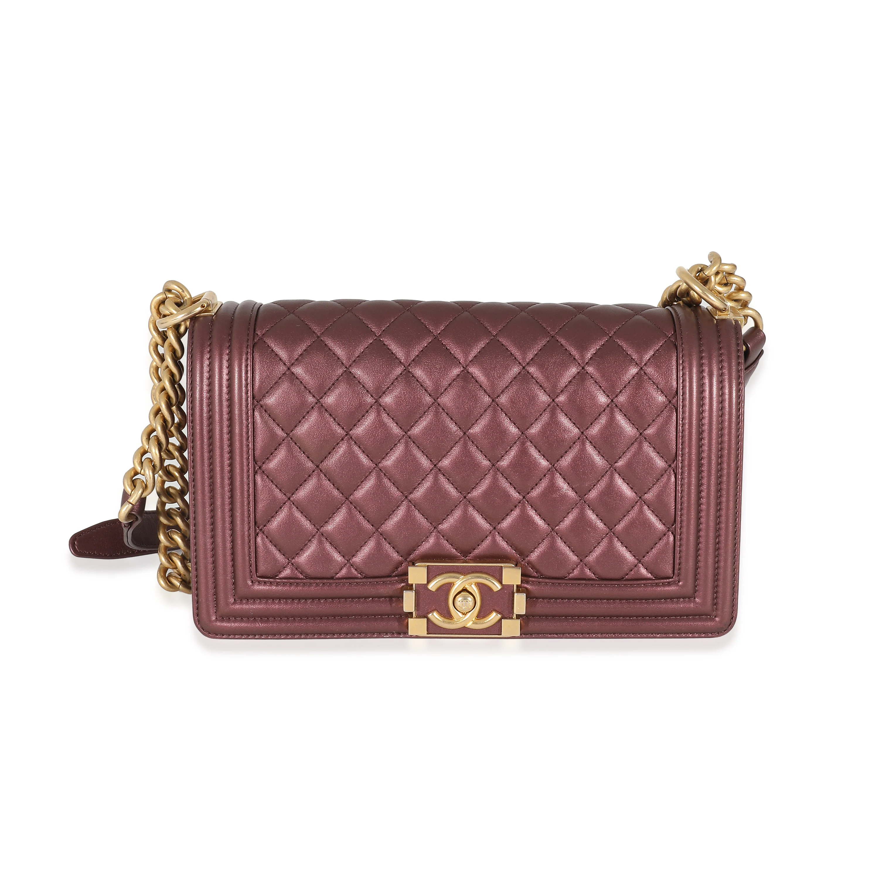 Purple Metallic Lambskin Medium Boy Bag - Image 2