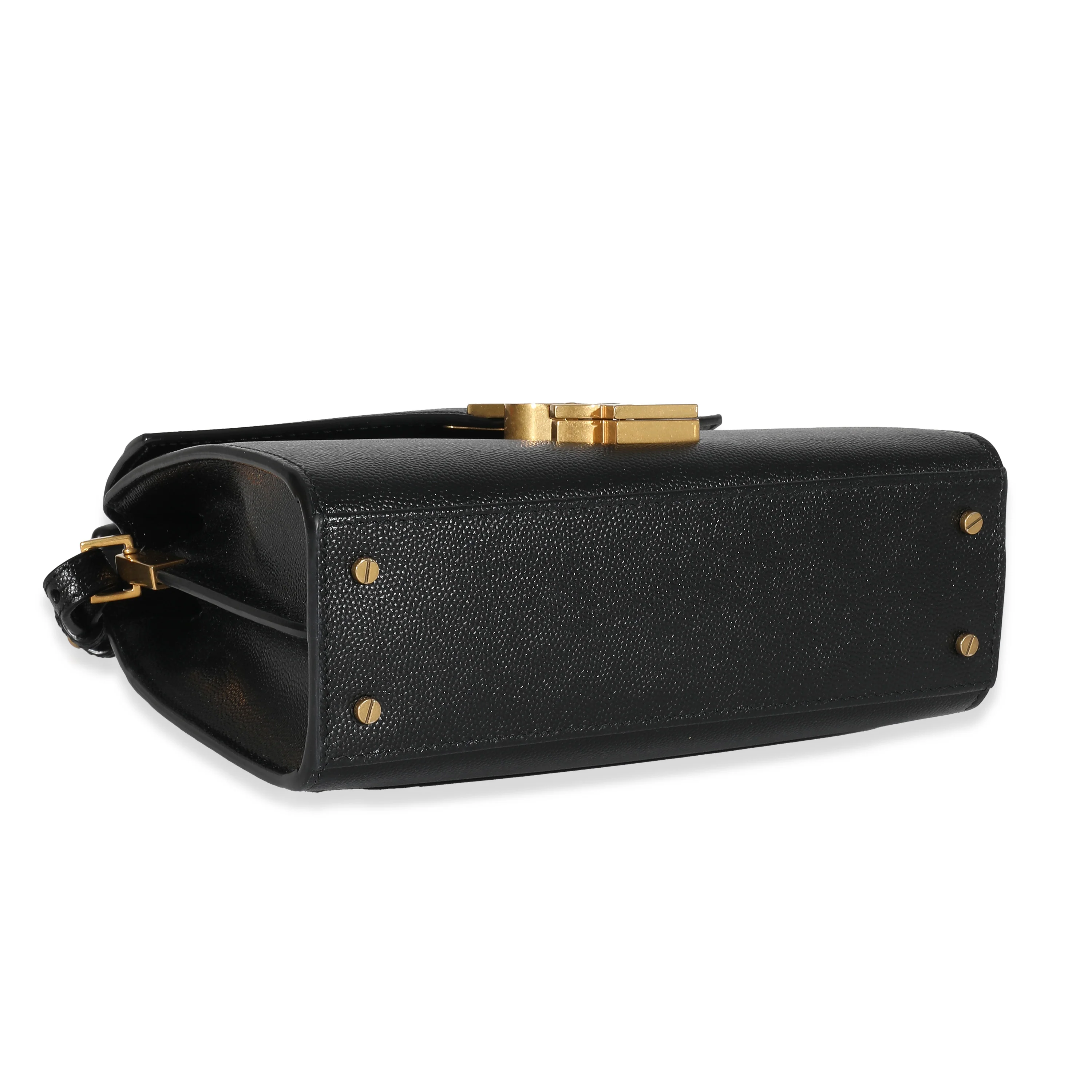Saint Laurent Black Grain De Poudre Cassandra Mini Top Handle - Image 3