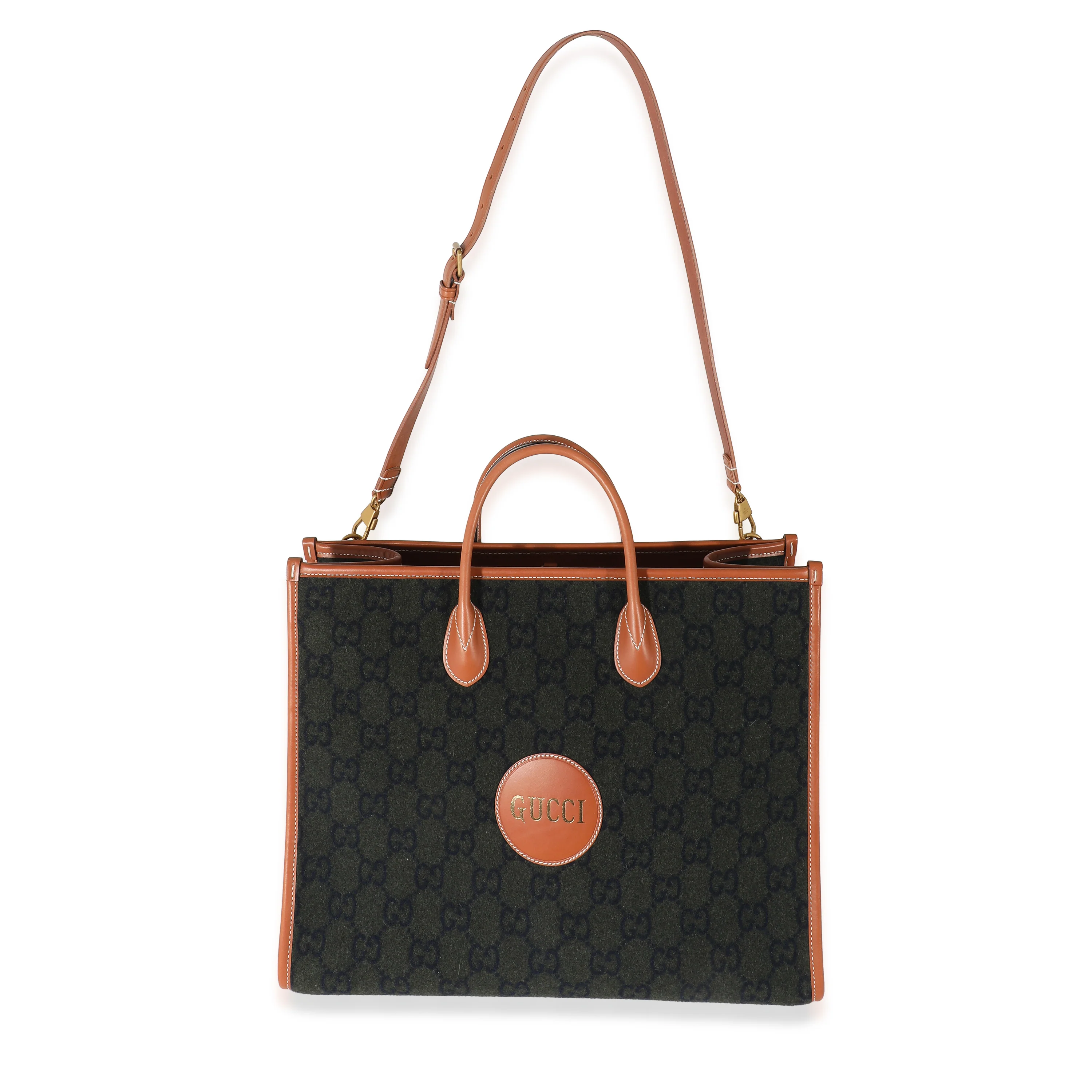 Gucci Khaki GG Felt Large Script Logo Tote - Image 6