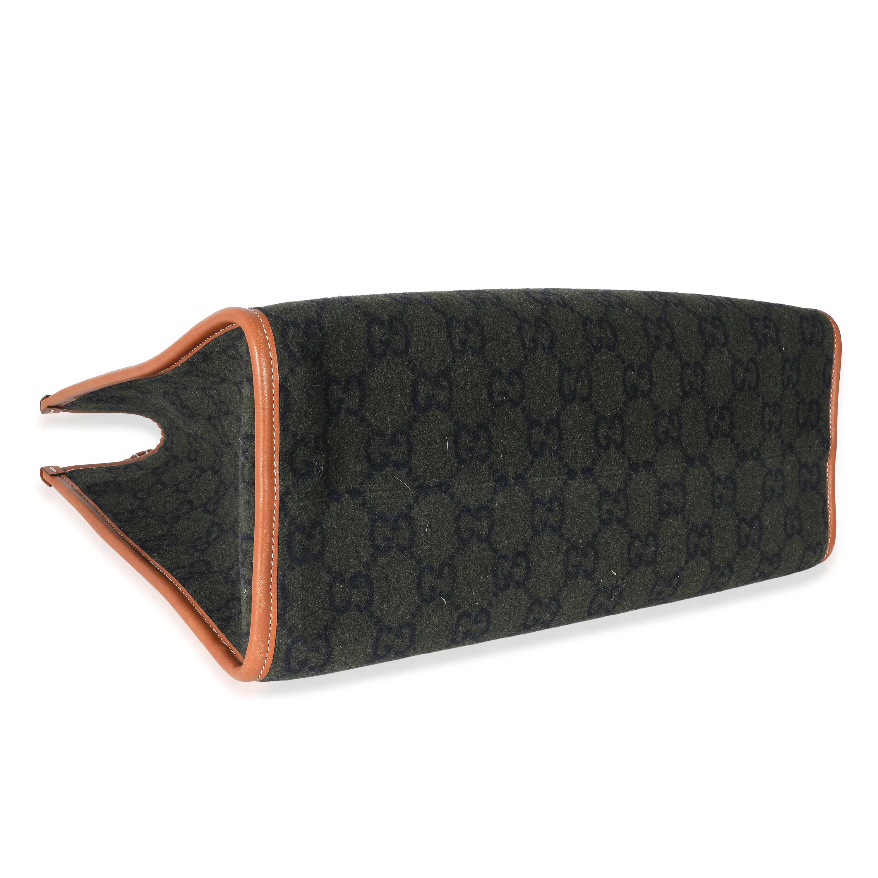 Gucci Khaki GG Felt Large Script Logo Tote - Image 7