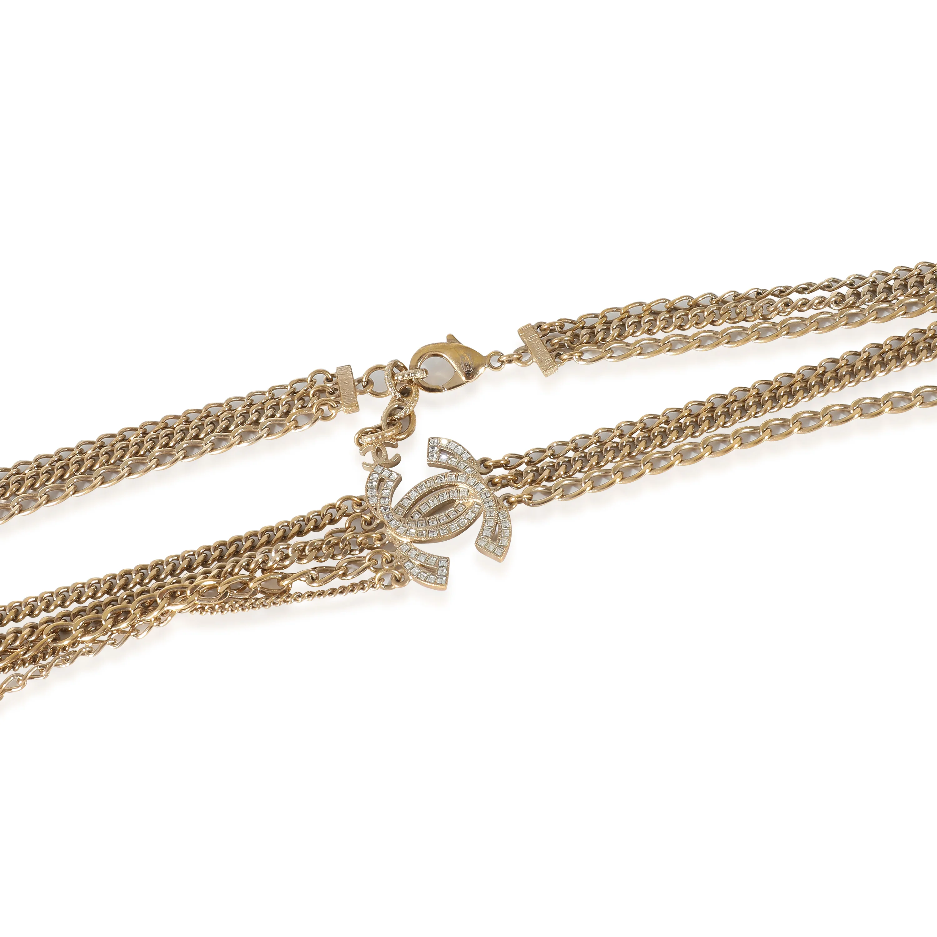 Chanel 2016 Multistrand Gold Plated Necklace With Strass - Image 3