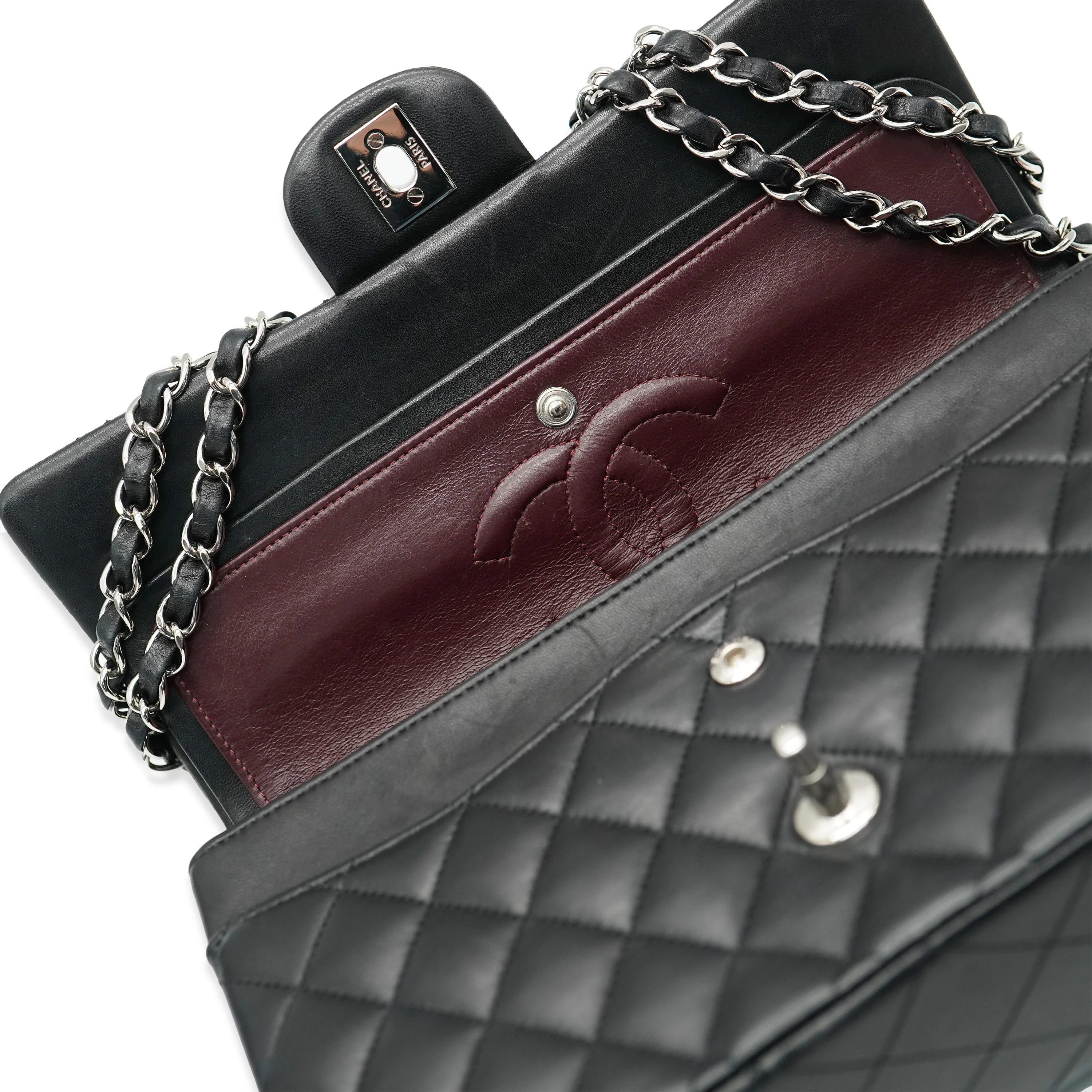 Chanel Black Quilted Lambskin Medium Classic Flap - Image 9