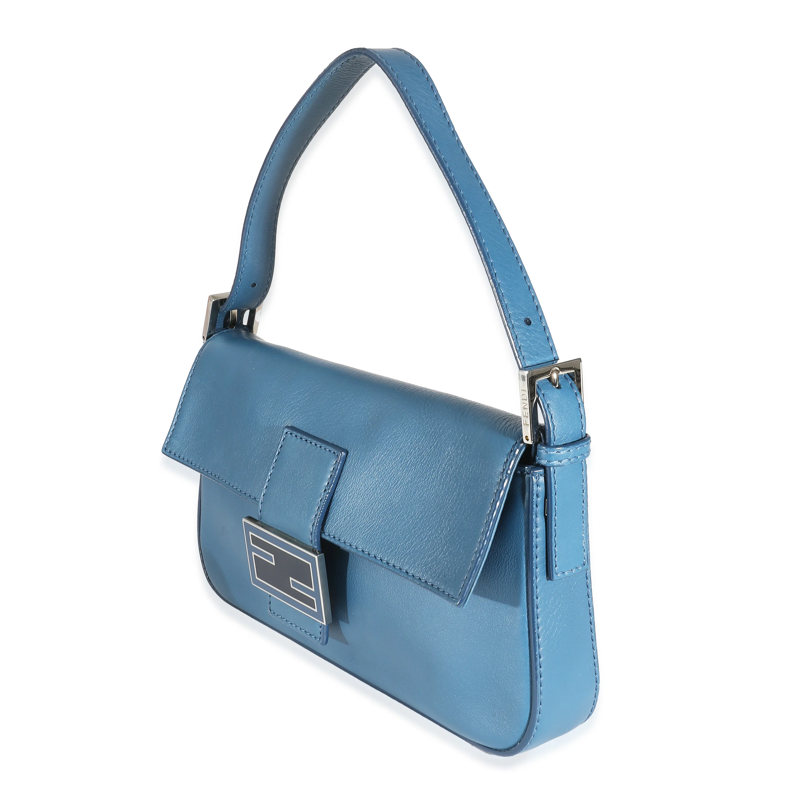 Fendi Navy Leather Baguette Bag - Image 2