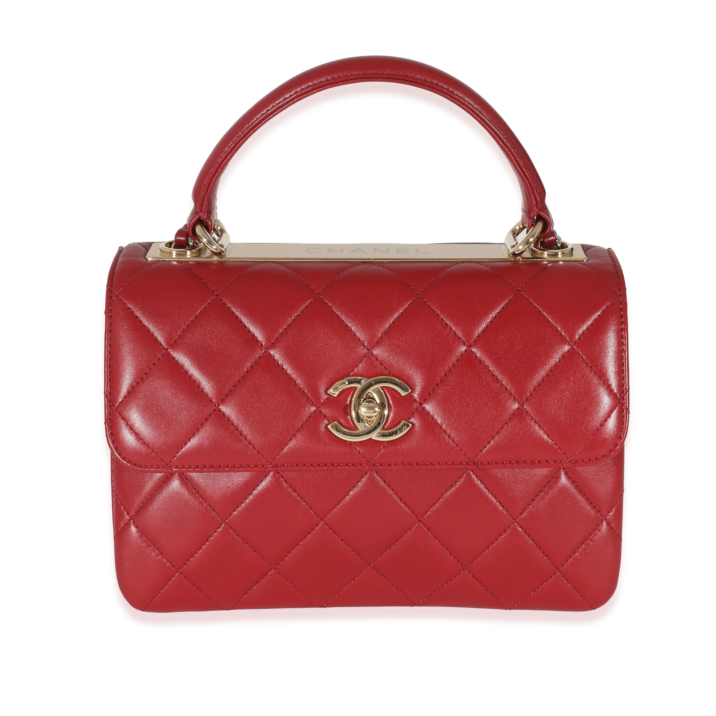 Chanel Burgandy Quilted Lambskin Small Trendy Flap Bag