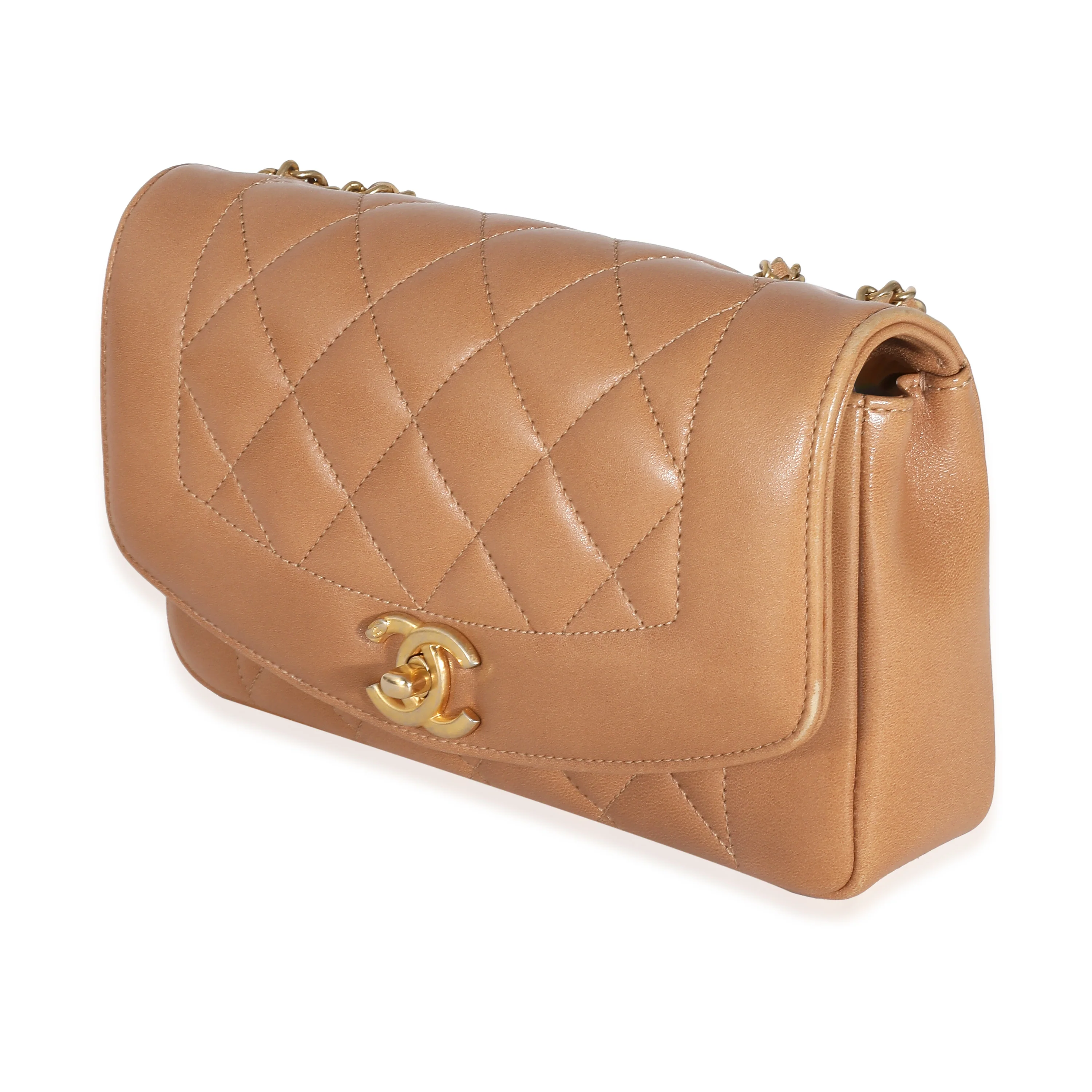 Chanel Tan Lambskin Quilted Small Diana Flap Bag - Image 2