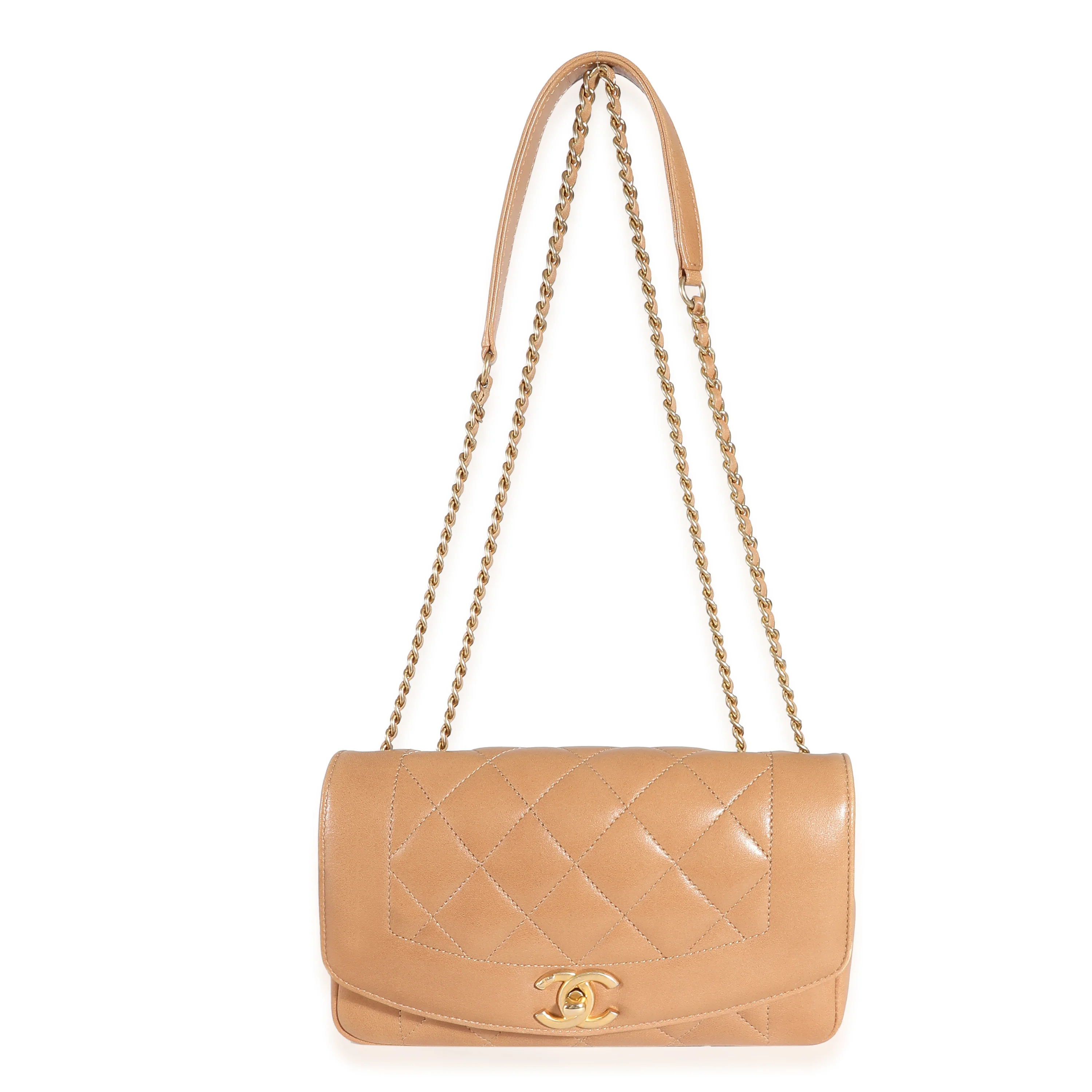 Chanel Tan Lambskin Quilted Small Diana Flap Bag - Image 4