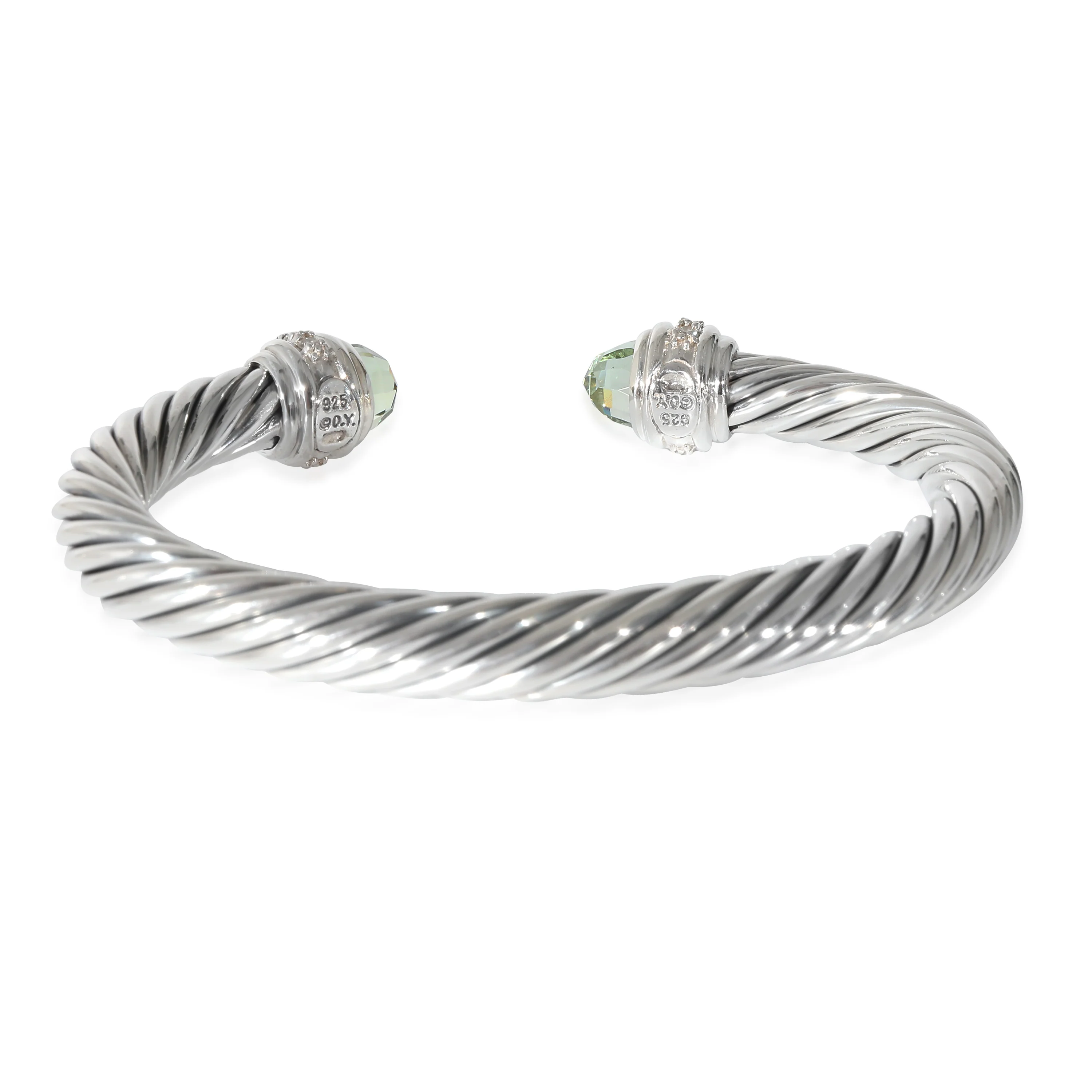 David Yurman Prasiolite Diamond 7mm Cable Bracelet in Sterling Silver 0.41 CTW - Image 4