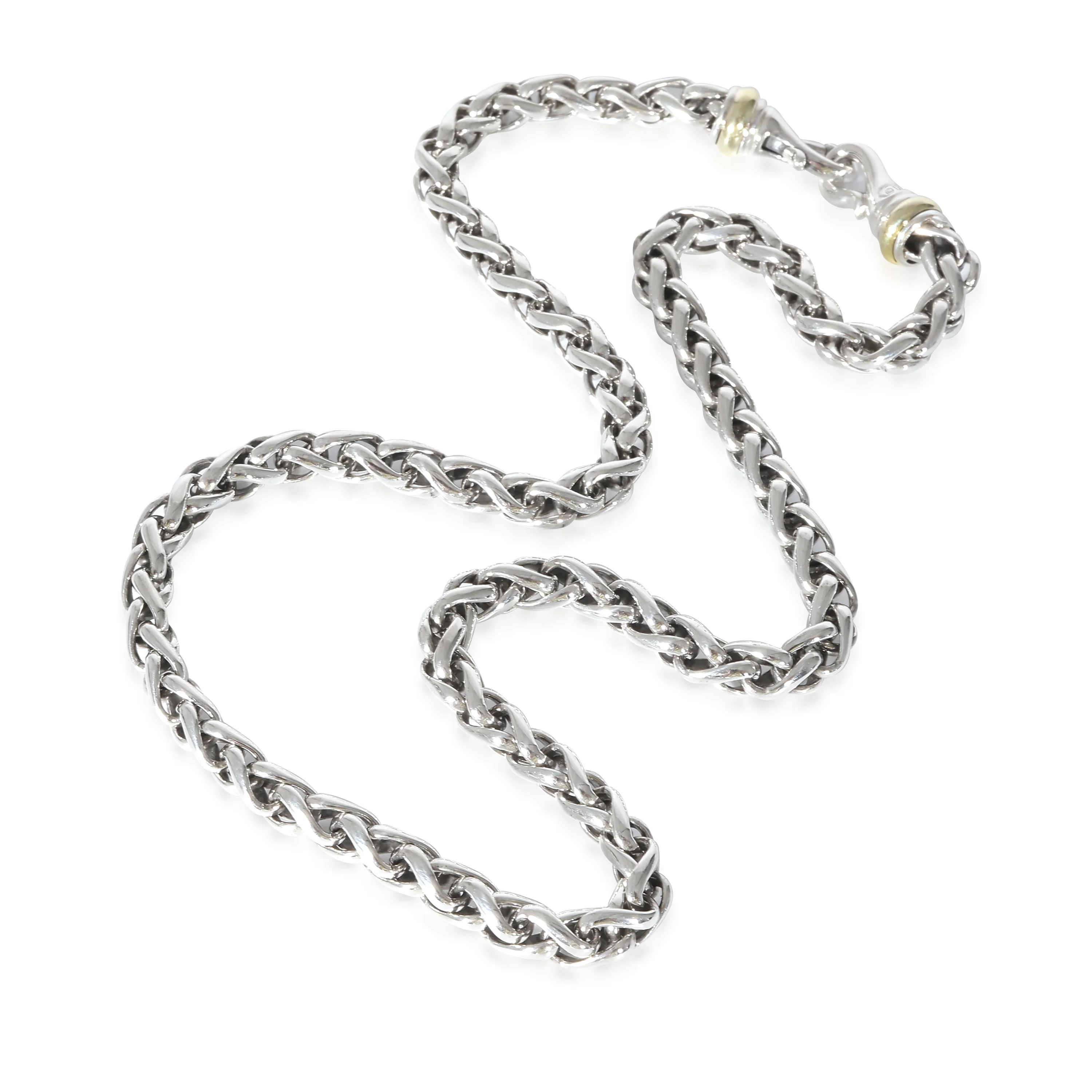 David Yurman Wheat Chain Necklace in Sterling Silver & 14K Yellow Gold - Image 2