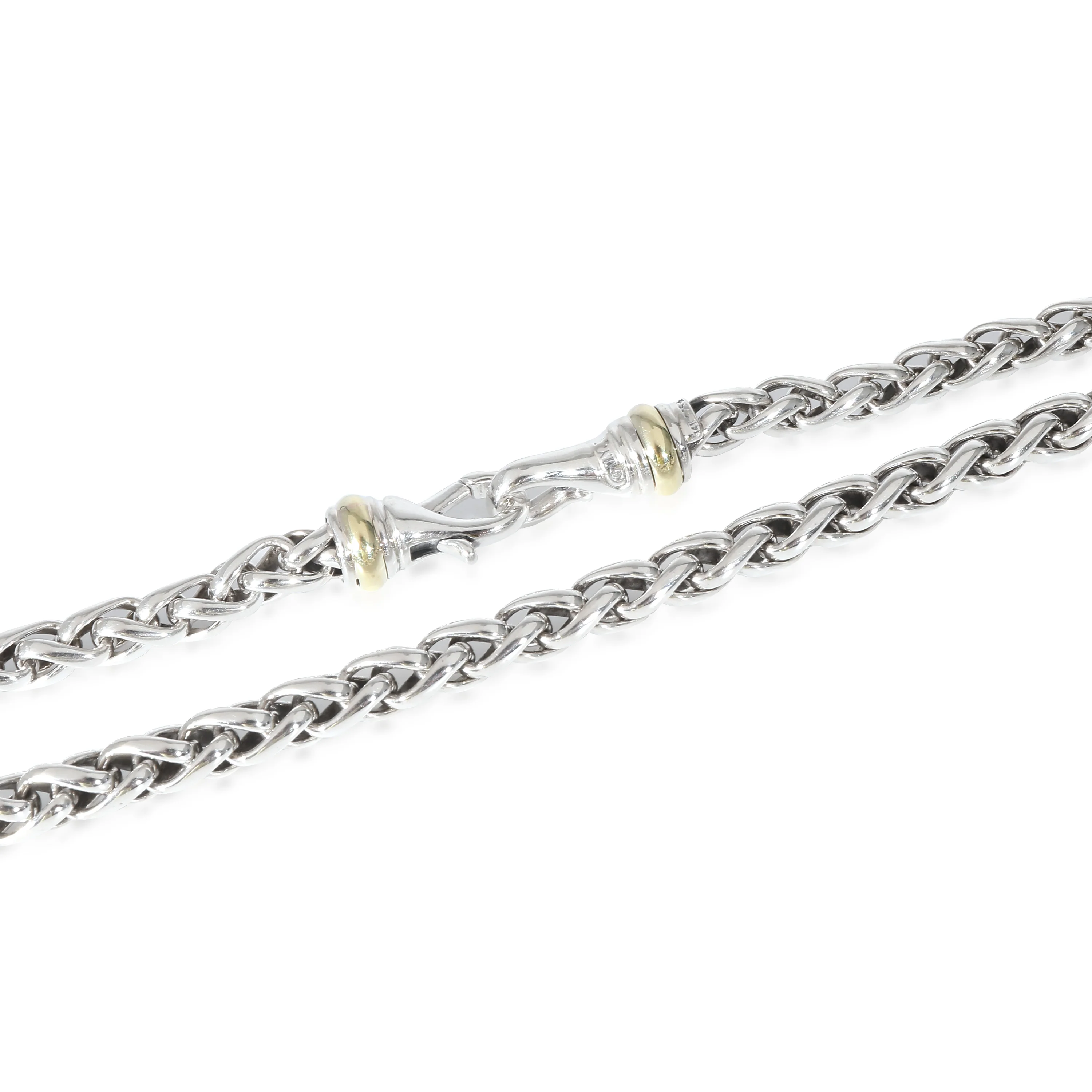 David Yurman Wheat Chain Necklace in Sterling Silver & 14K Yellow Gold - Image 3