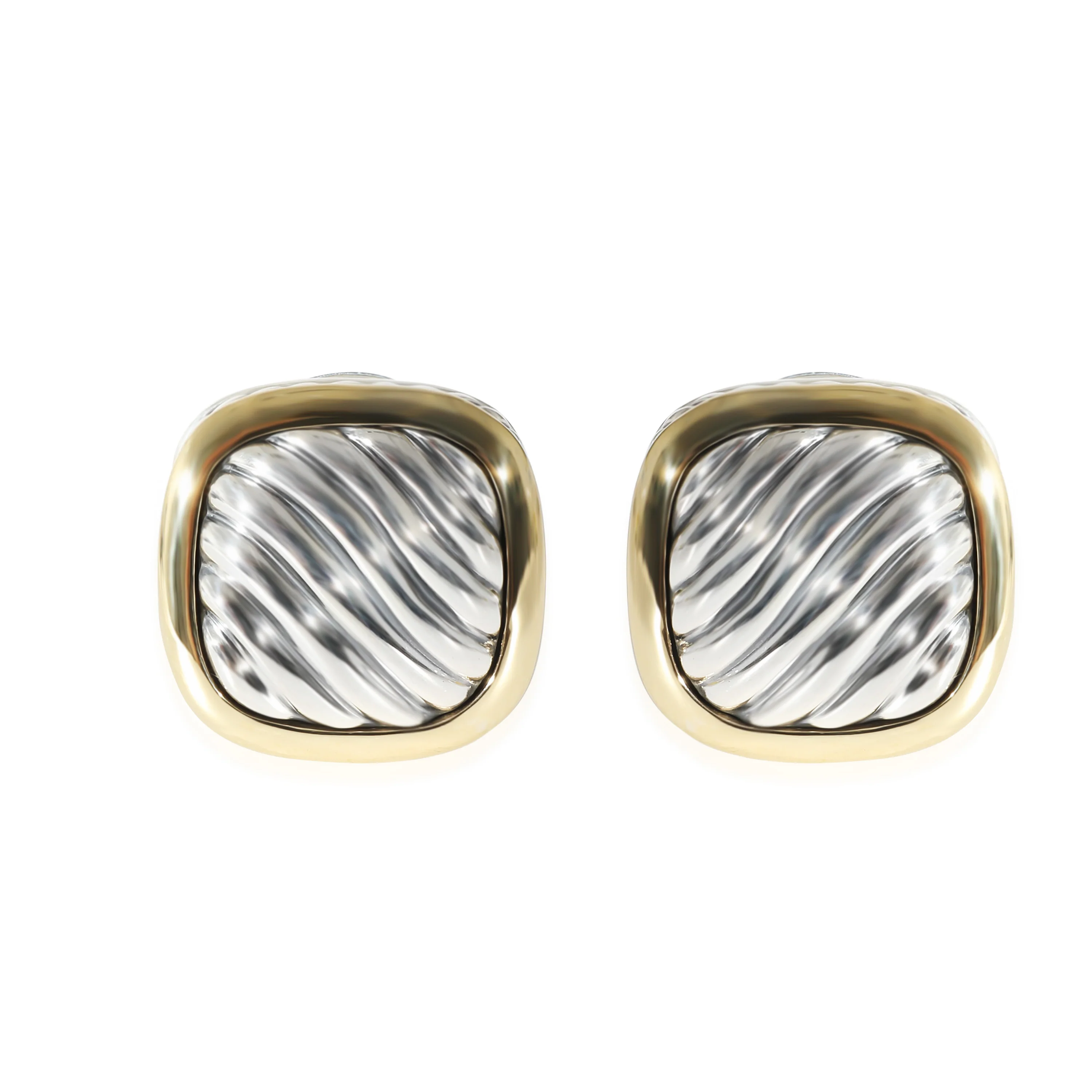 David Yurman Albion Sculpted Cable Earrings in 18k Yellow Gold/Sterling Silver