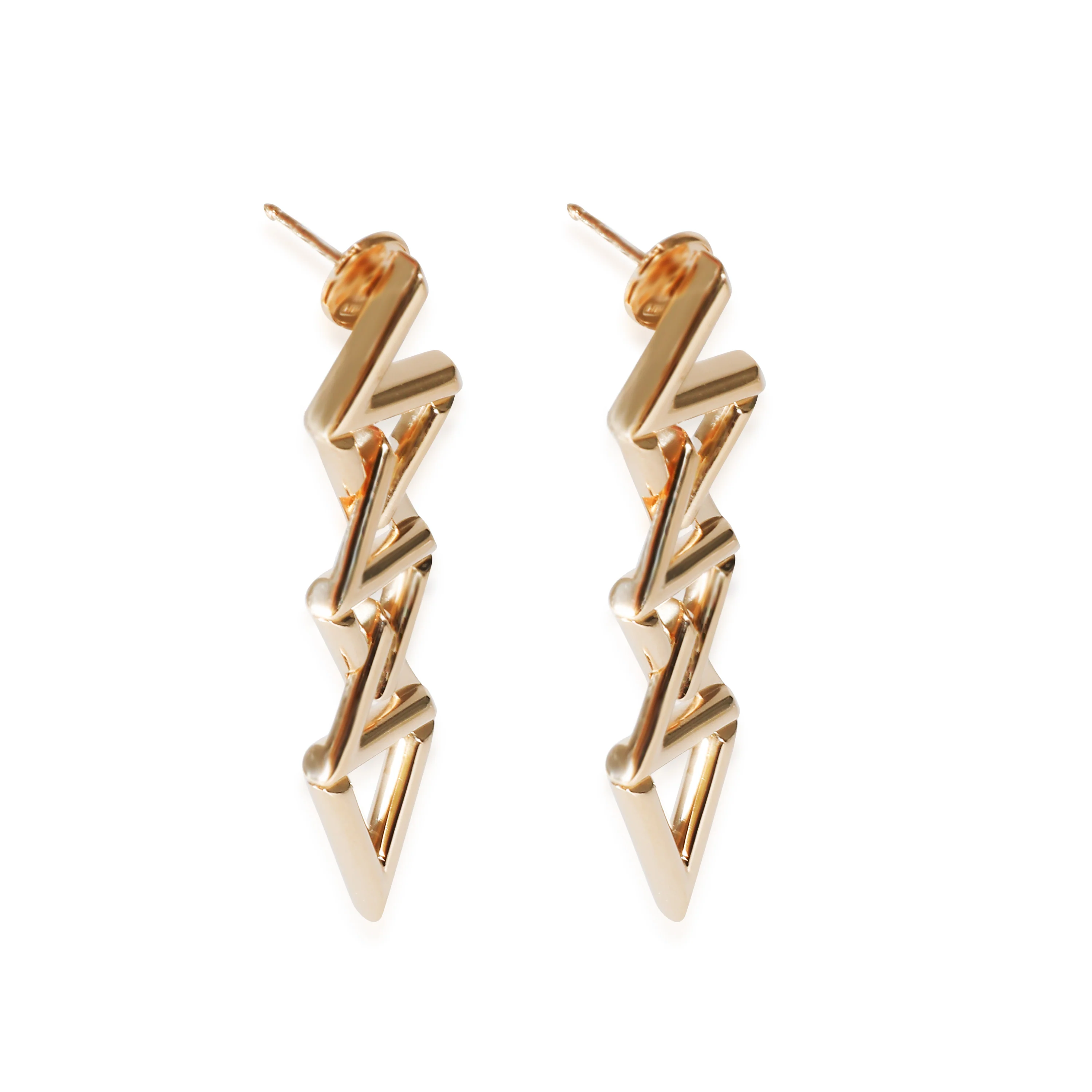 LV Volt Curb Chain Earrings in 18k Yellow Gold - Image 2