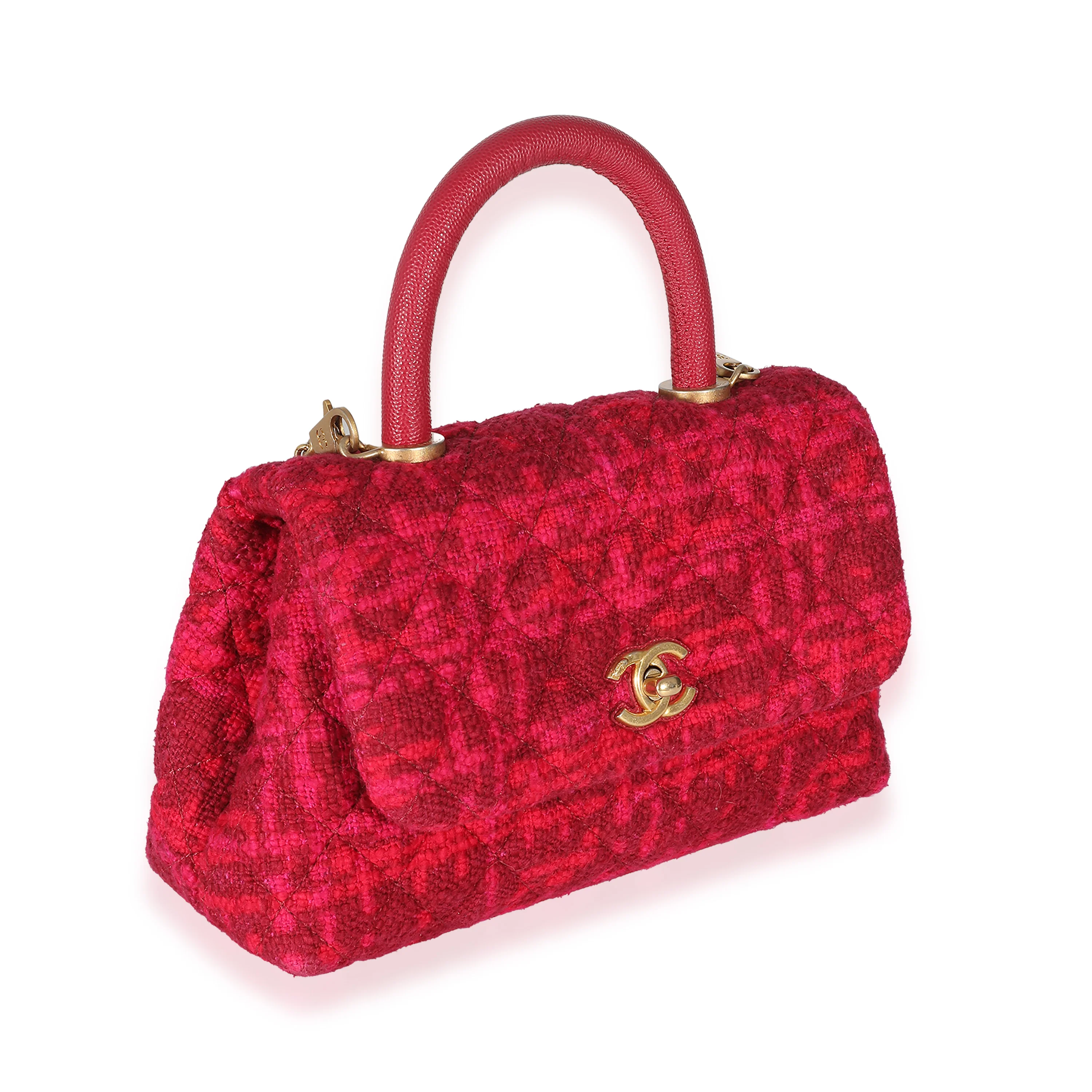 Chanel Pink Boucle Tweed Small Coco Top Handle - Image 3