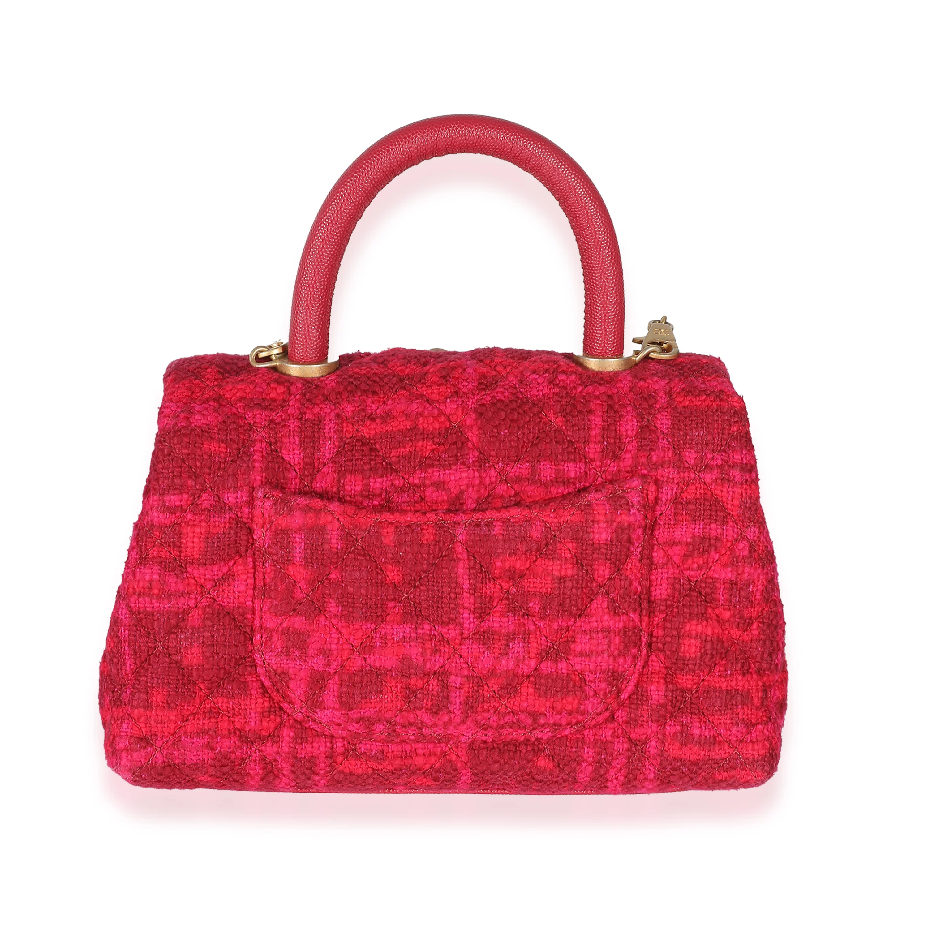 Chanel Pink Boucle Tweed Small Coco Top Handle - Image 5