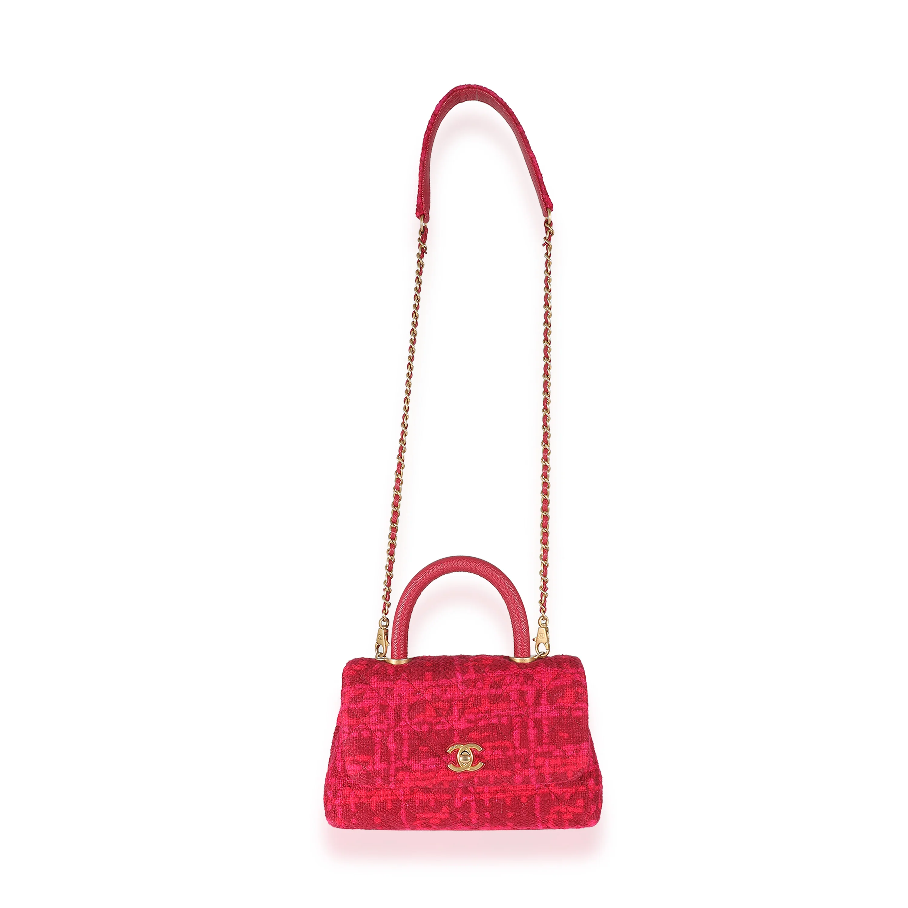 Chanel Pink Boucle Tweed Small Coco Top Handle - Image 7
