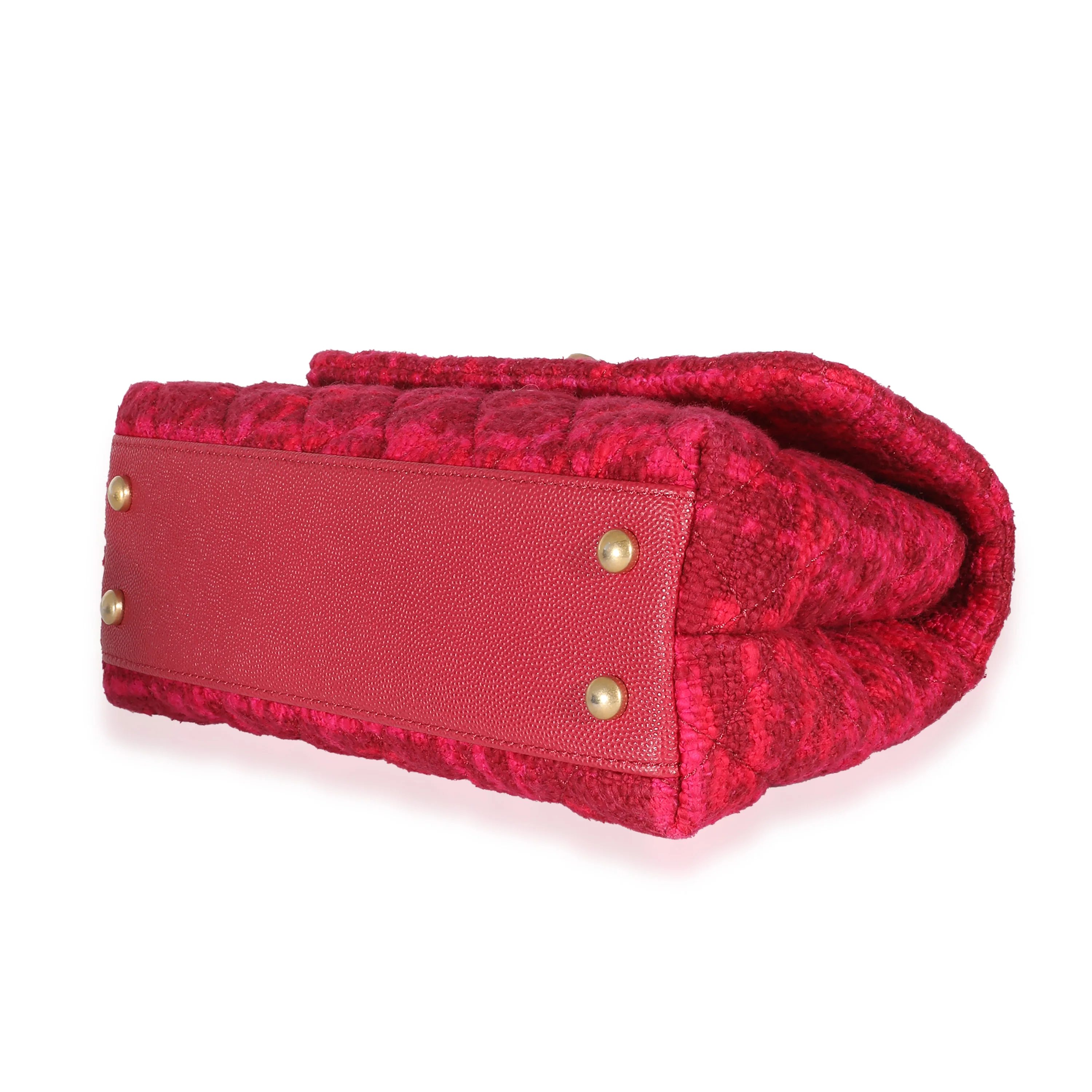 Chanel Pink Boucle Tweed Small Coco Top Handle - Image 8