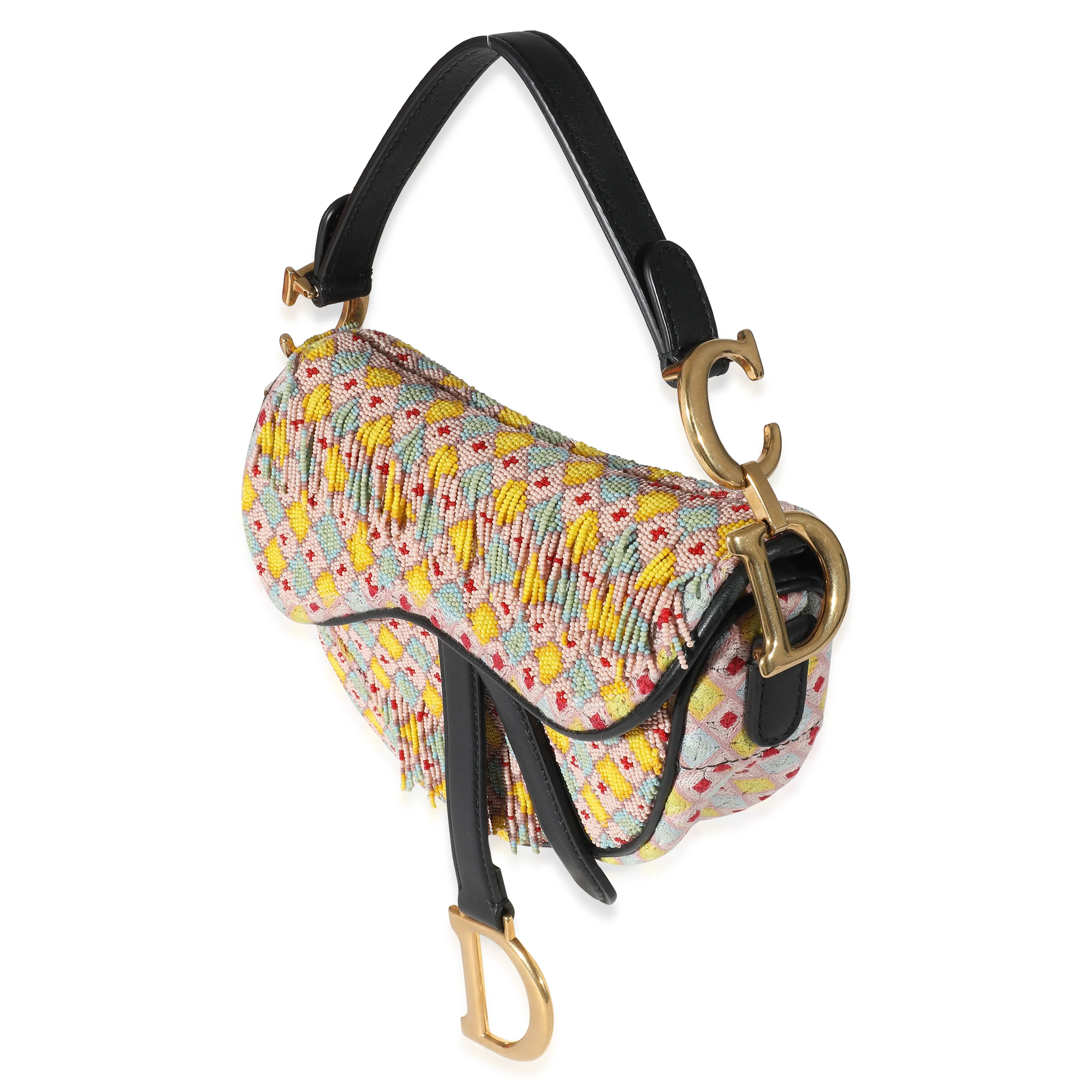 Multicolor Beaded Tassel Micro Saddle Bag - Image 2