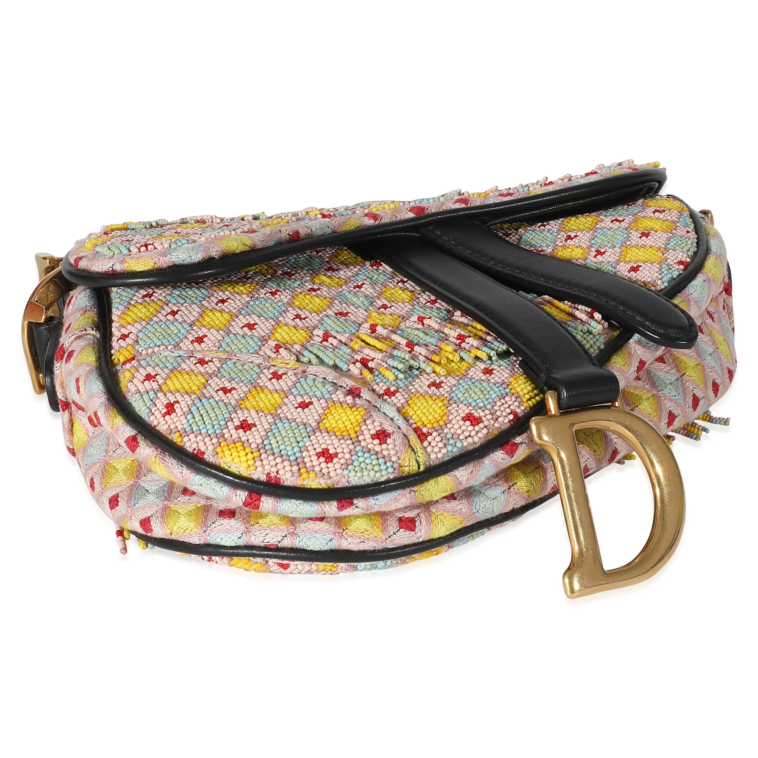 Multicolor Beaded Tassel Micro Saddle Bag - Image 3