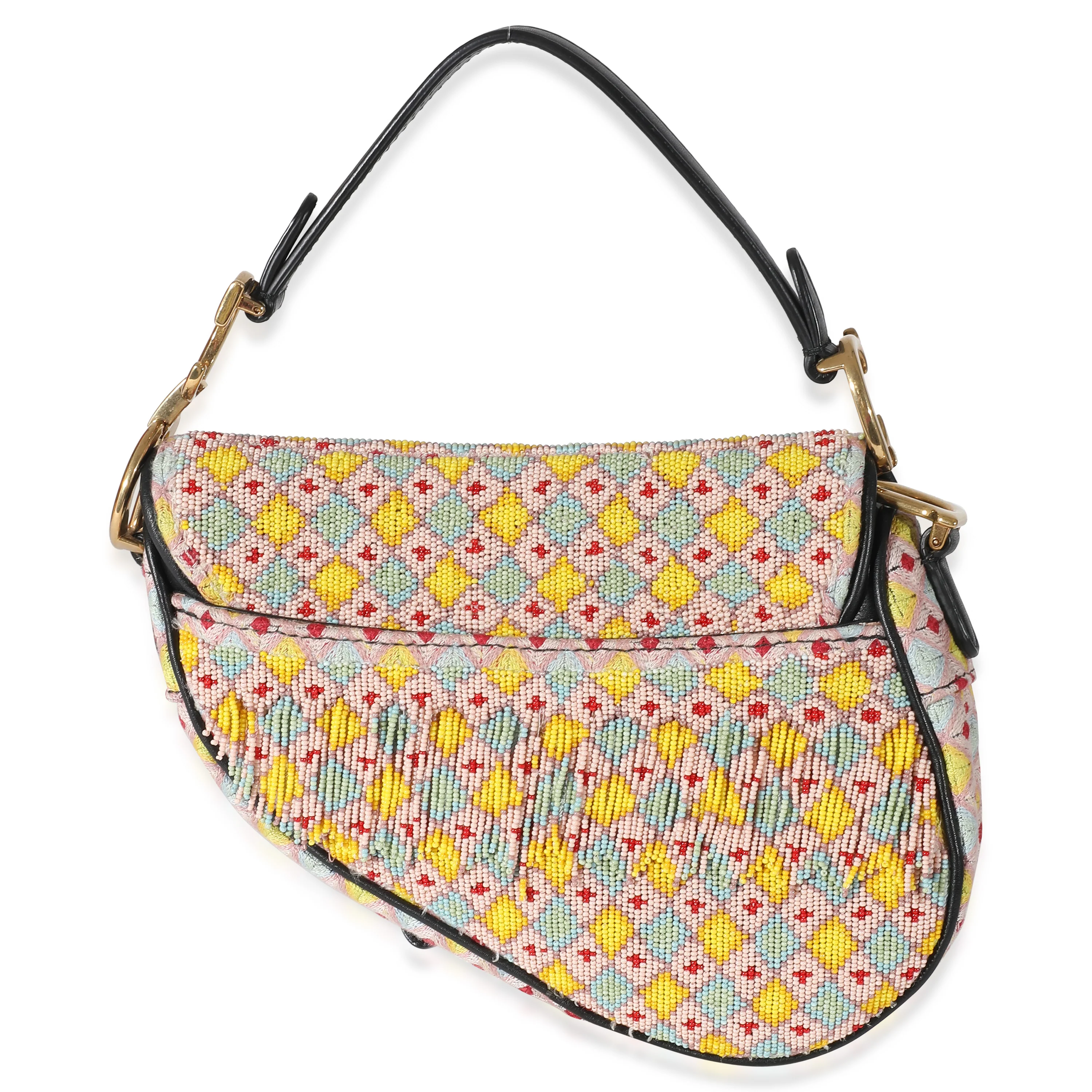 Multicolor Beaded Tassel Micro Saddle Bag - Image 4