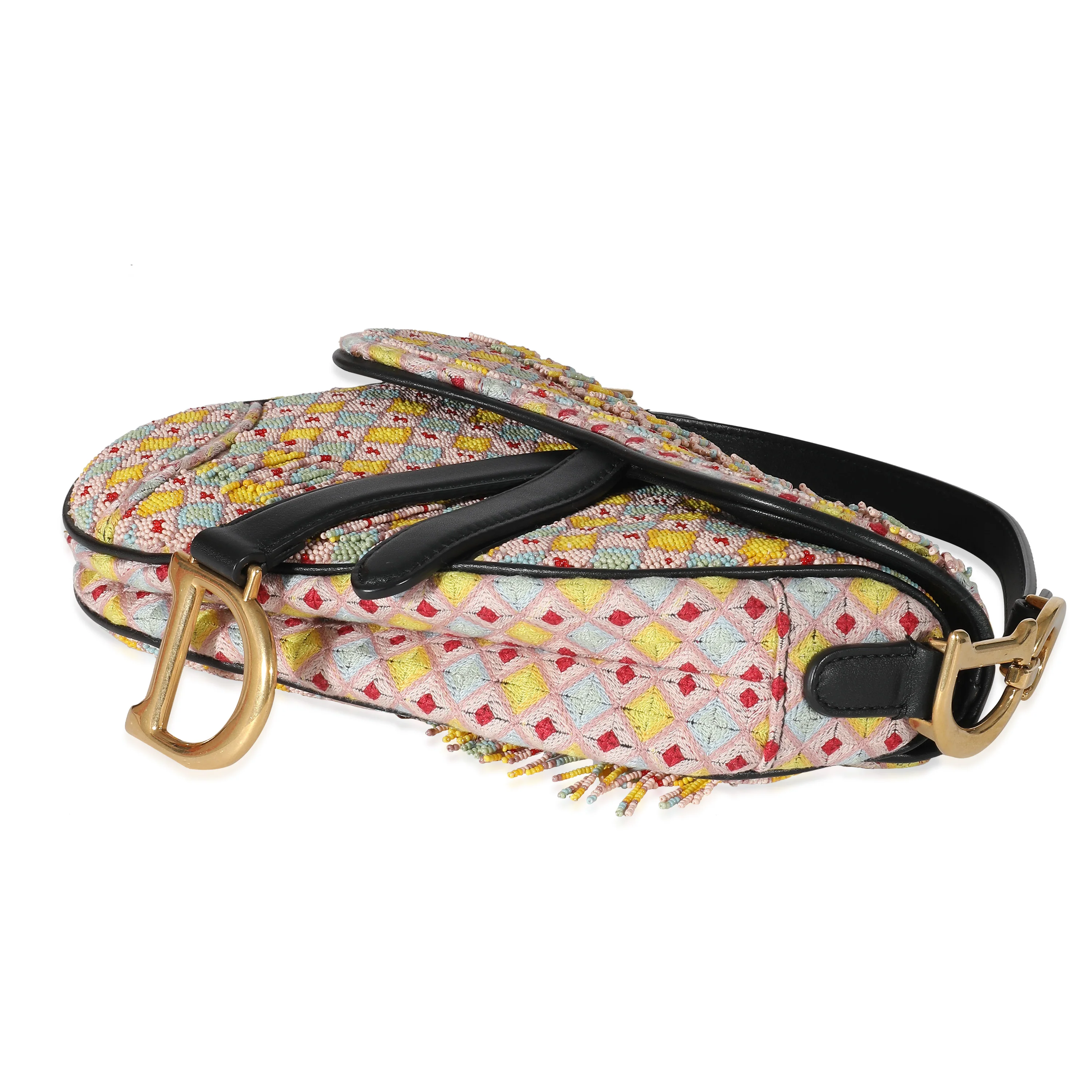 Multicolor Beaded Tassel Micro Saddle Bag - Image 5