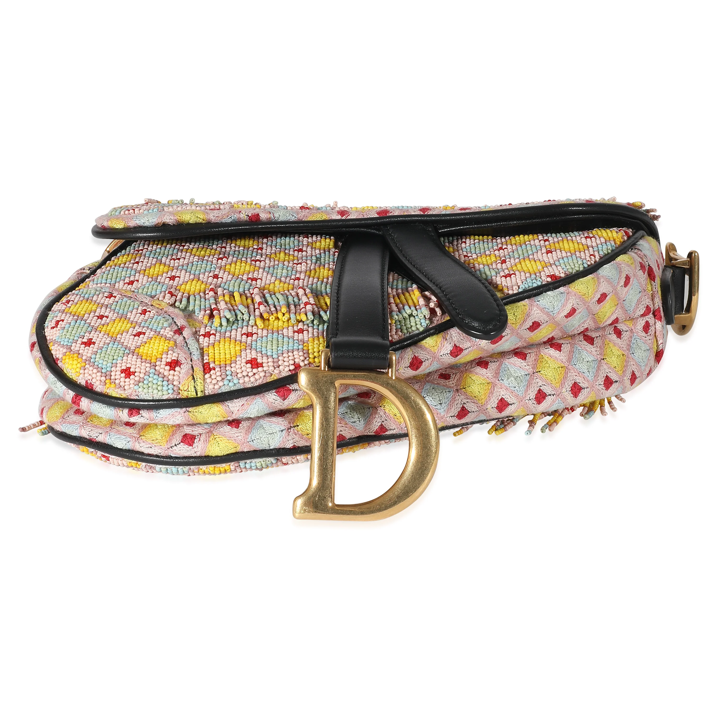 Multicolor Beaded Tassel Micro Saddle Bag - Image 6
