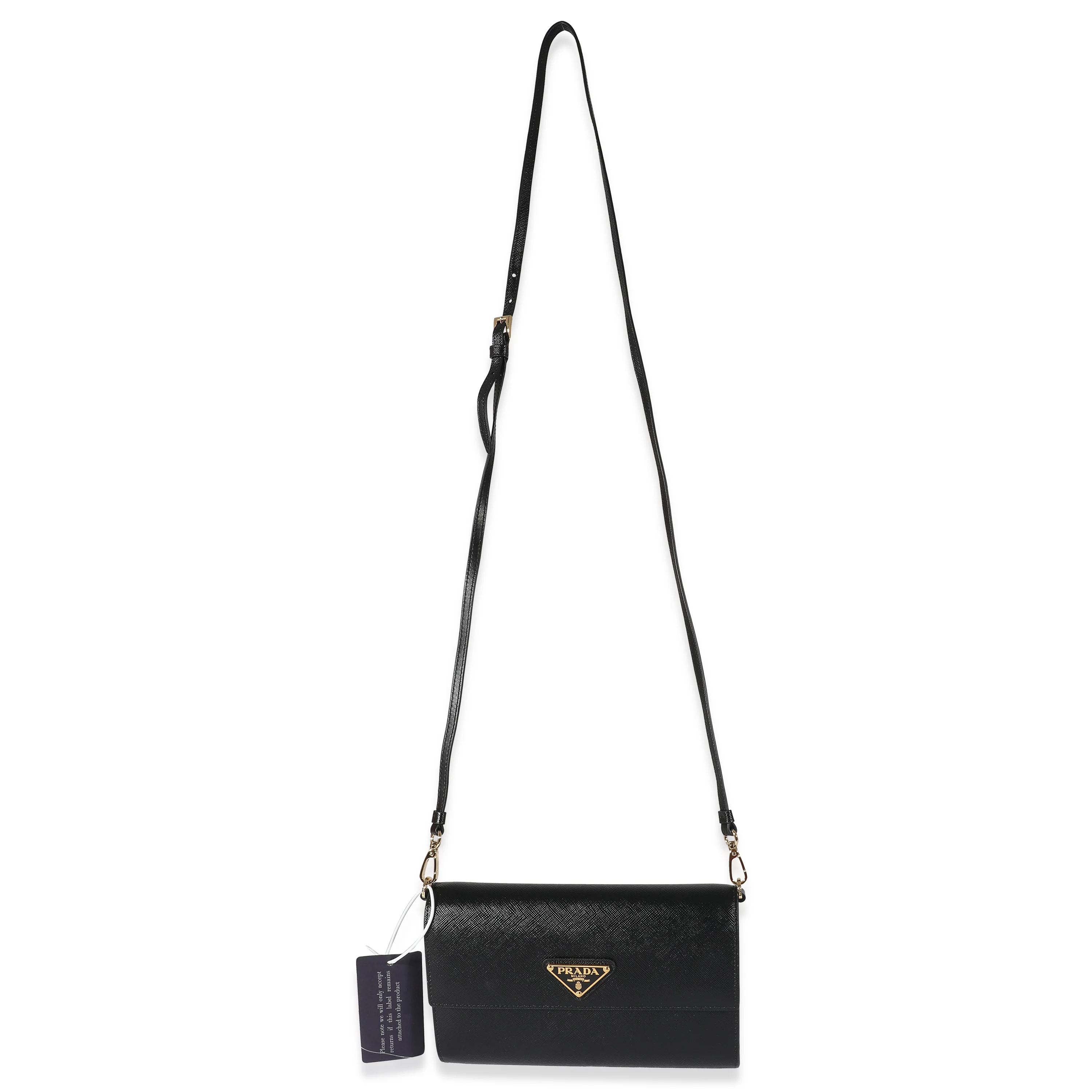 Prada Black Saffiano Wallet With Strap - Image 3