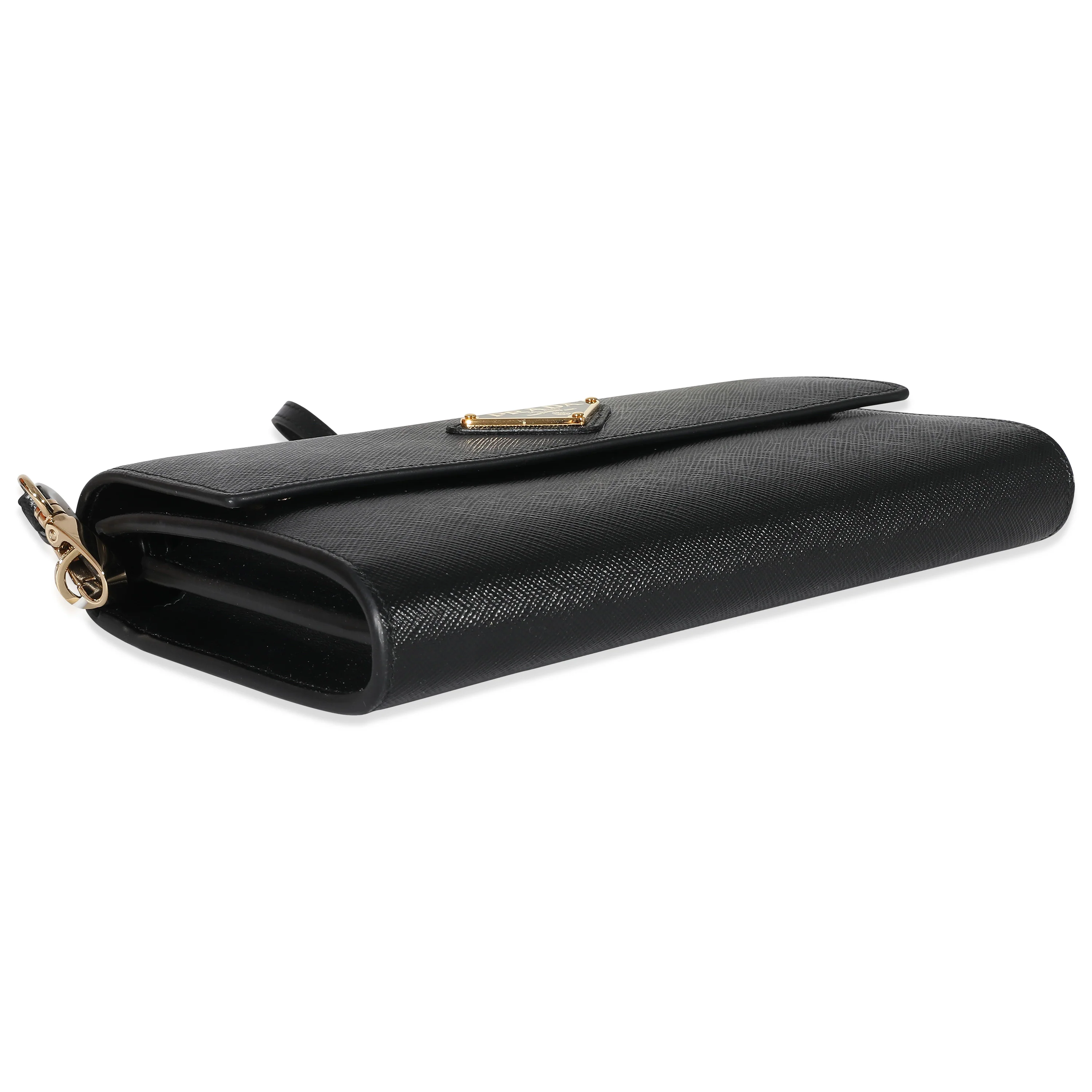 Prada Black Saffiano Wallet With Strap - Image 5