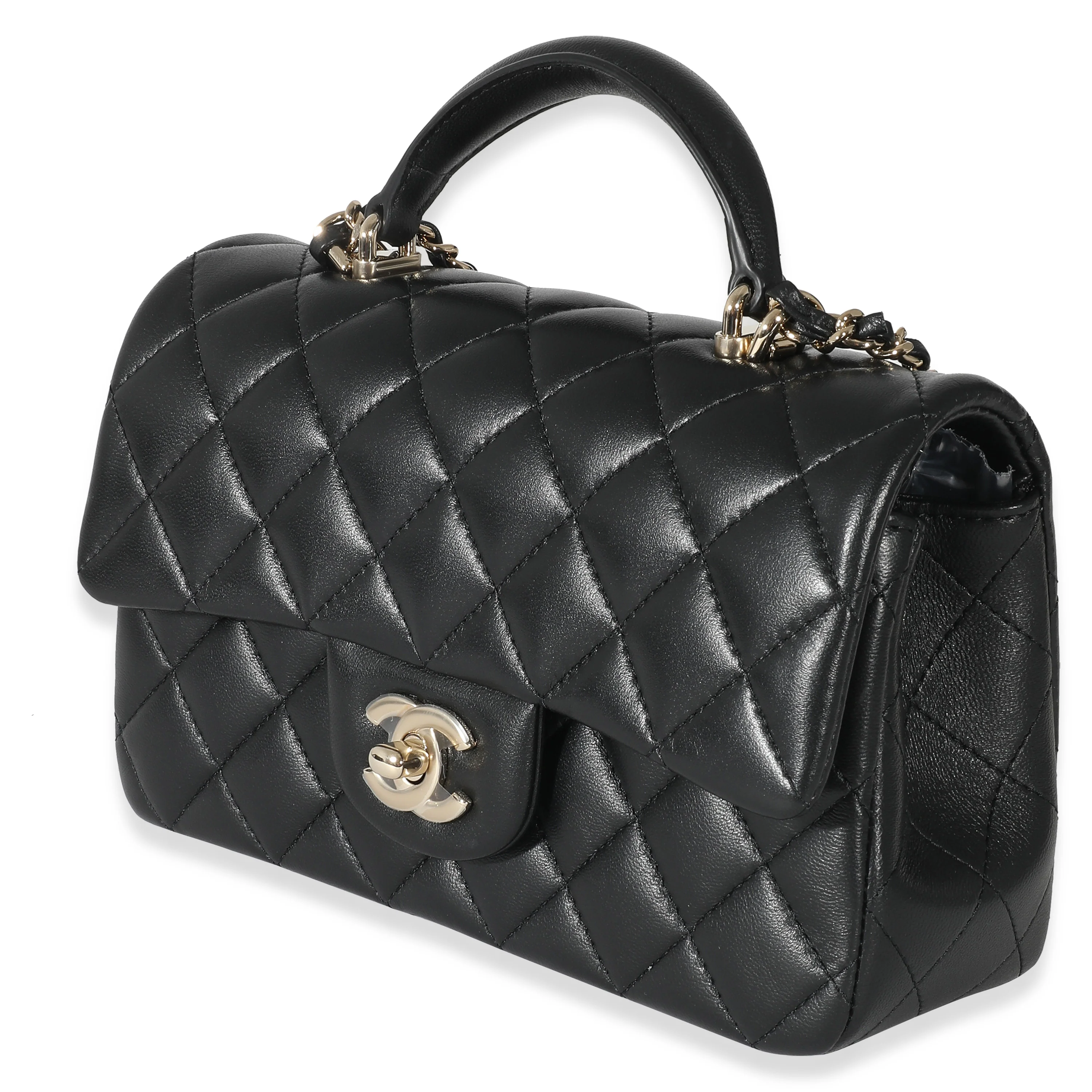 Chanel Black Quilted Lambskin Mini Top Handle Rectangular Flap - Image 2