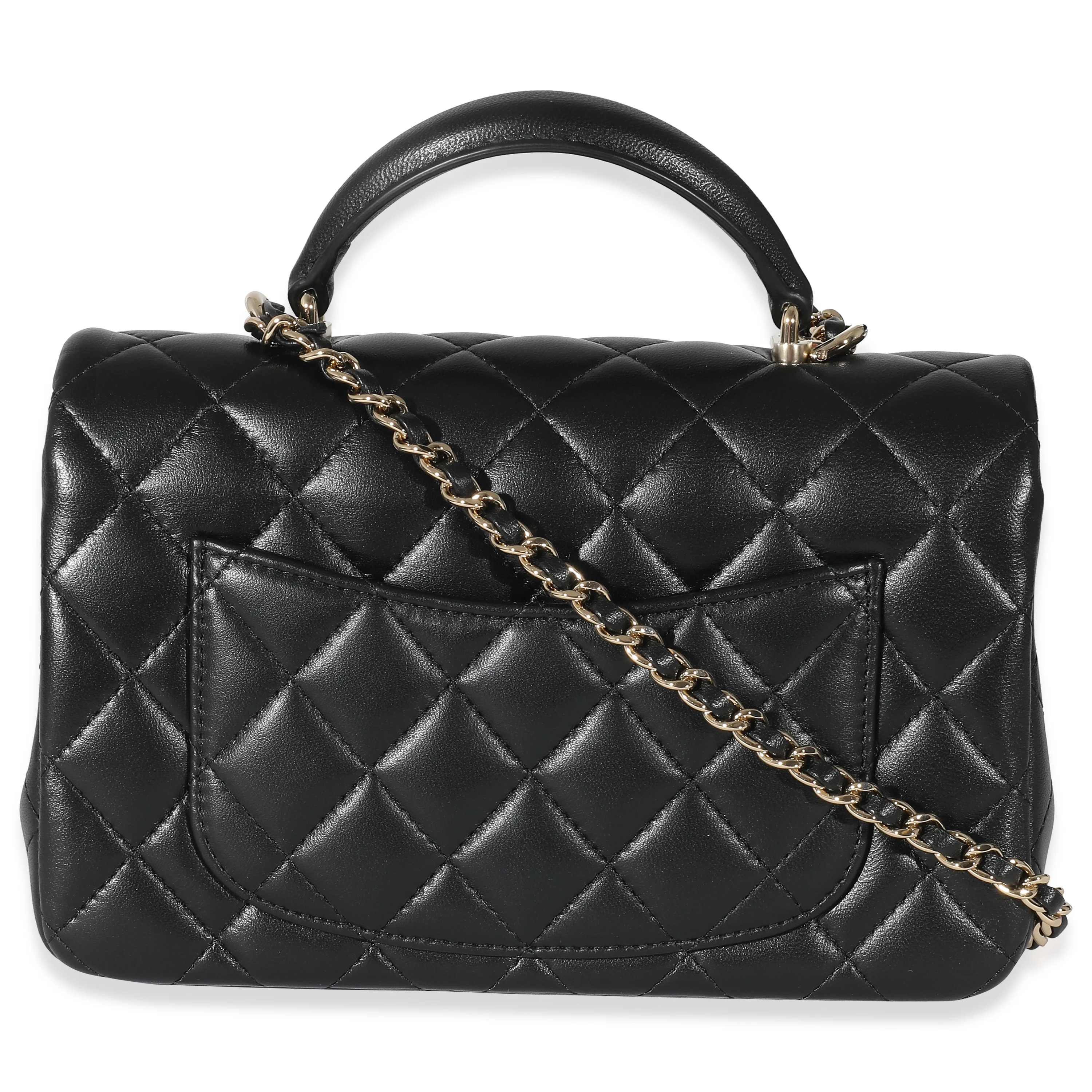 Chanel Black Quilted Lambskin Mini Top Handle Rectangular Flap - Image 3
