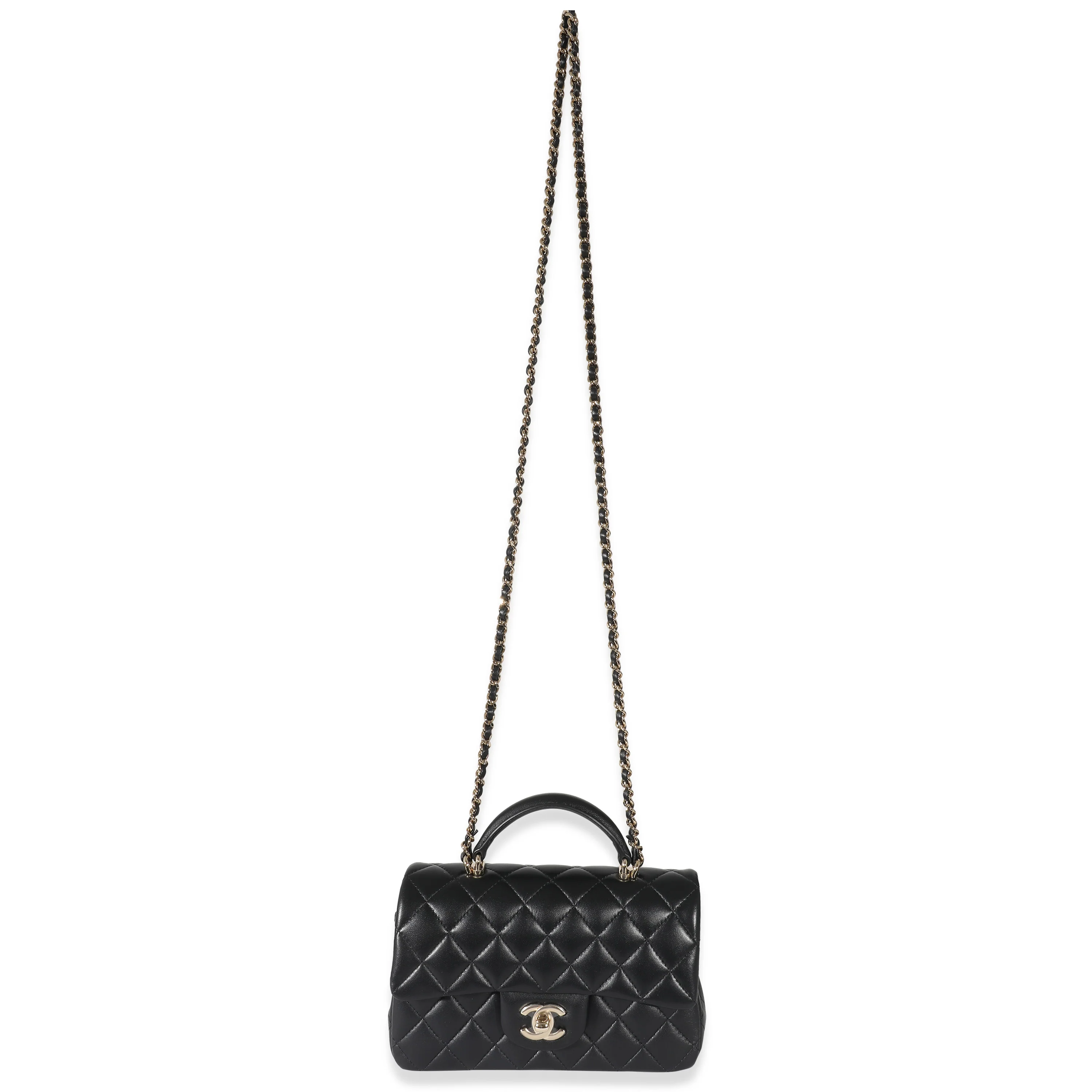 Chanel Black Quilted Lambskin Mini Top Handle Rectangular Flap - Image 4