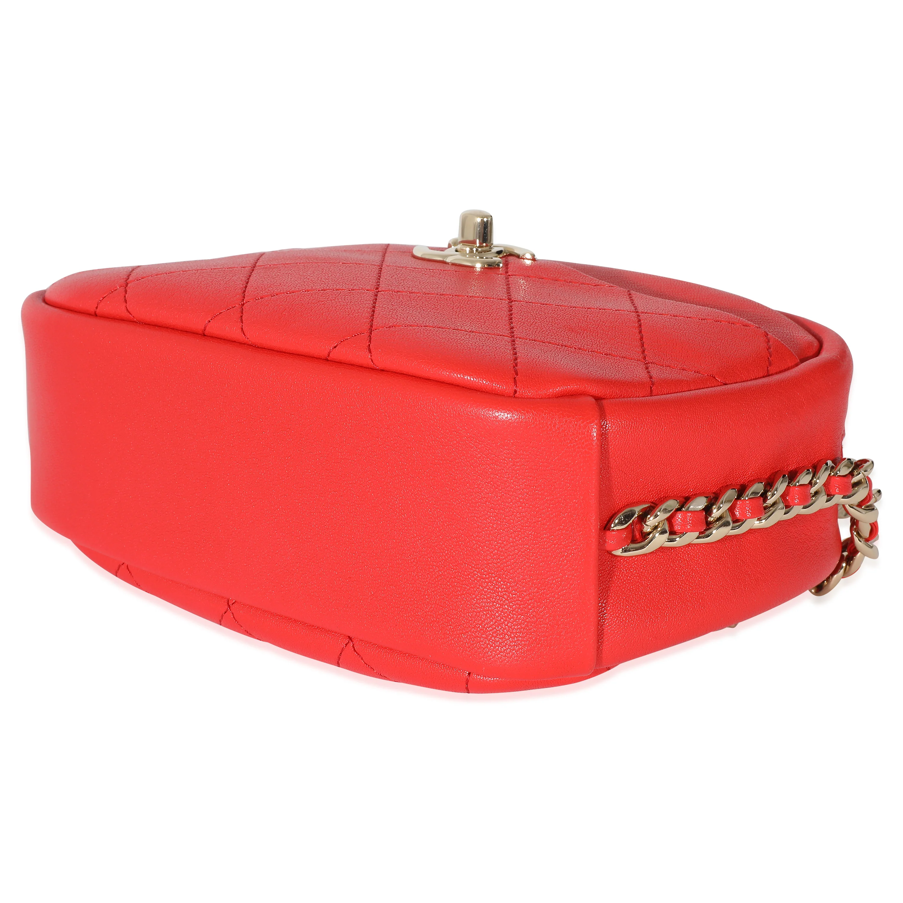 Chanel 19C Red Goatskin Medium Casual Trip Camera Case - Image 5