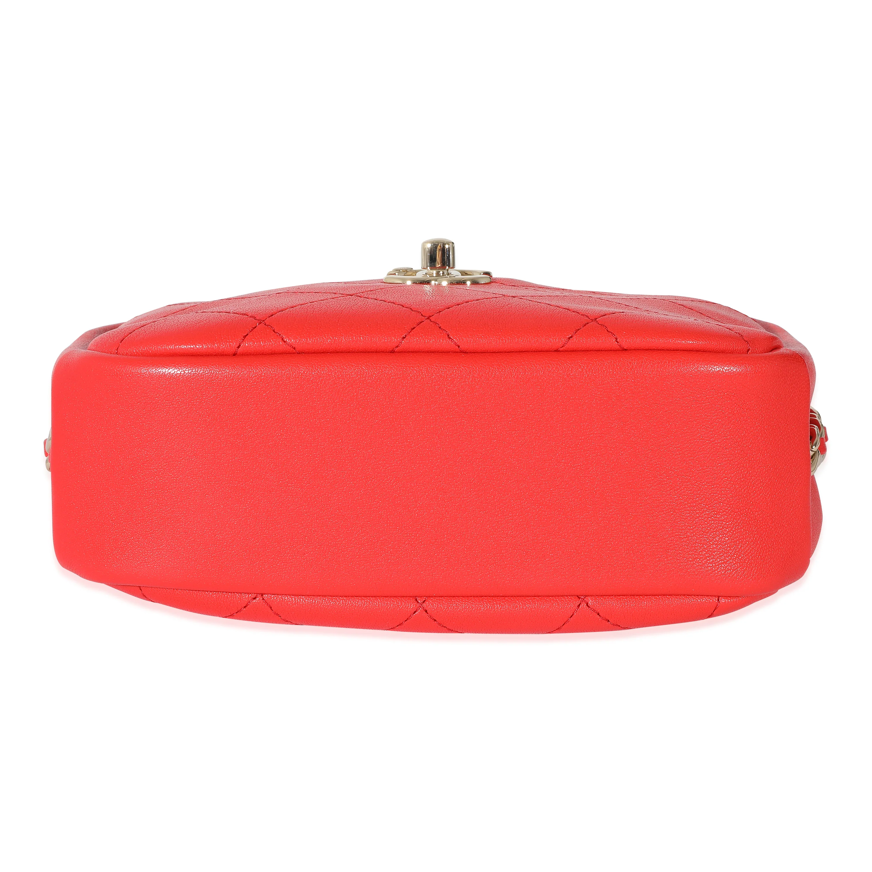 Chanel 19C Red Goatskin Medium Casual Trip Camera Case - Image 6
