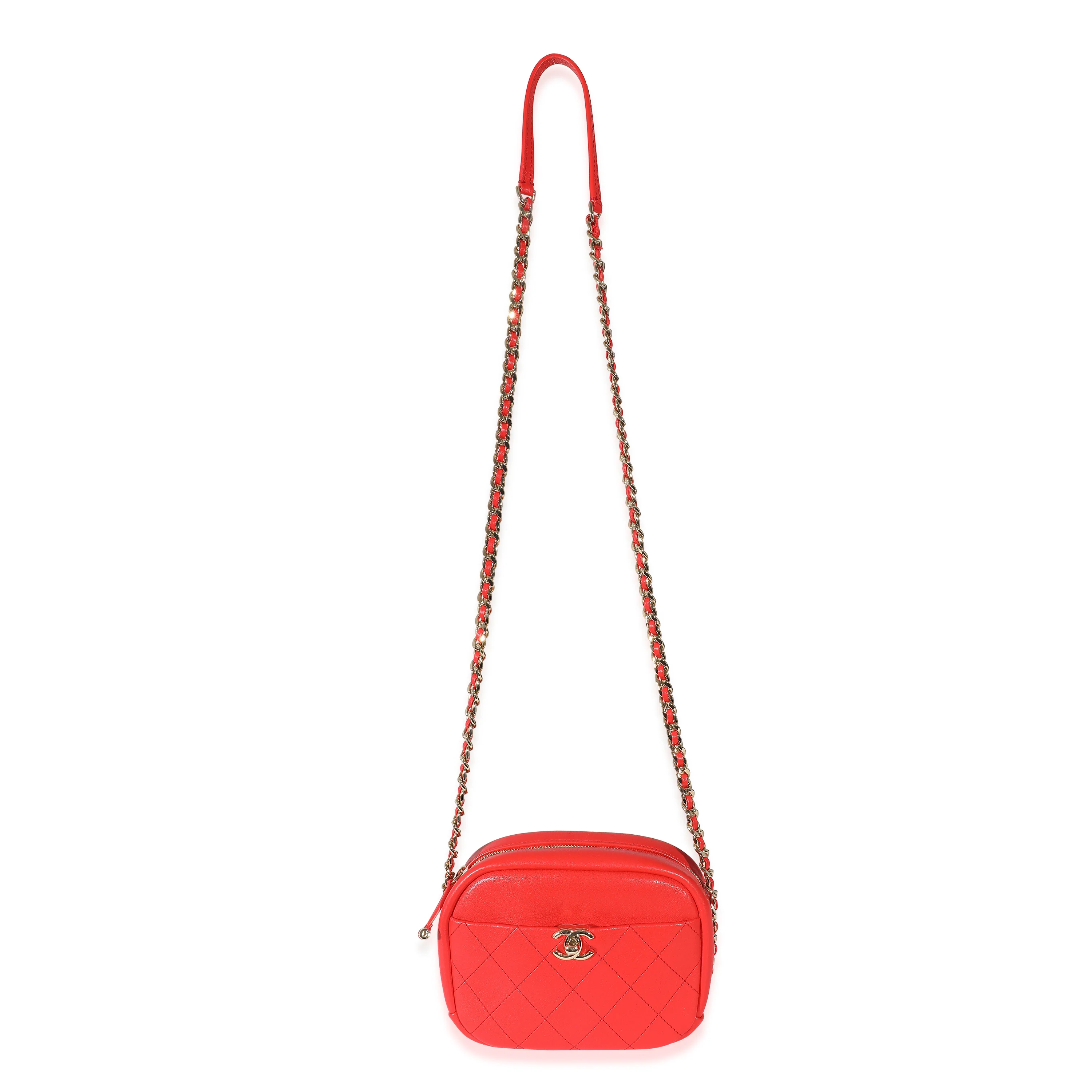 Chanel 19C Red Goatskin Medium Casual Trip Camera Case - Image 7