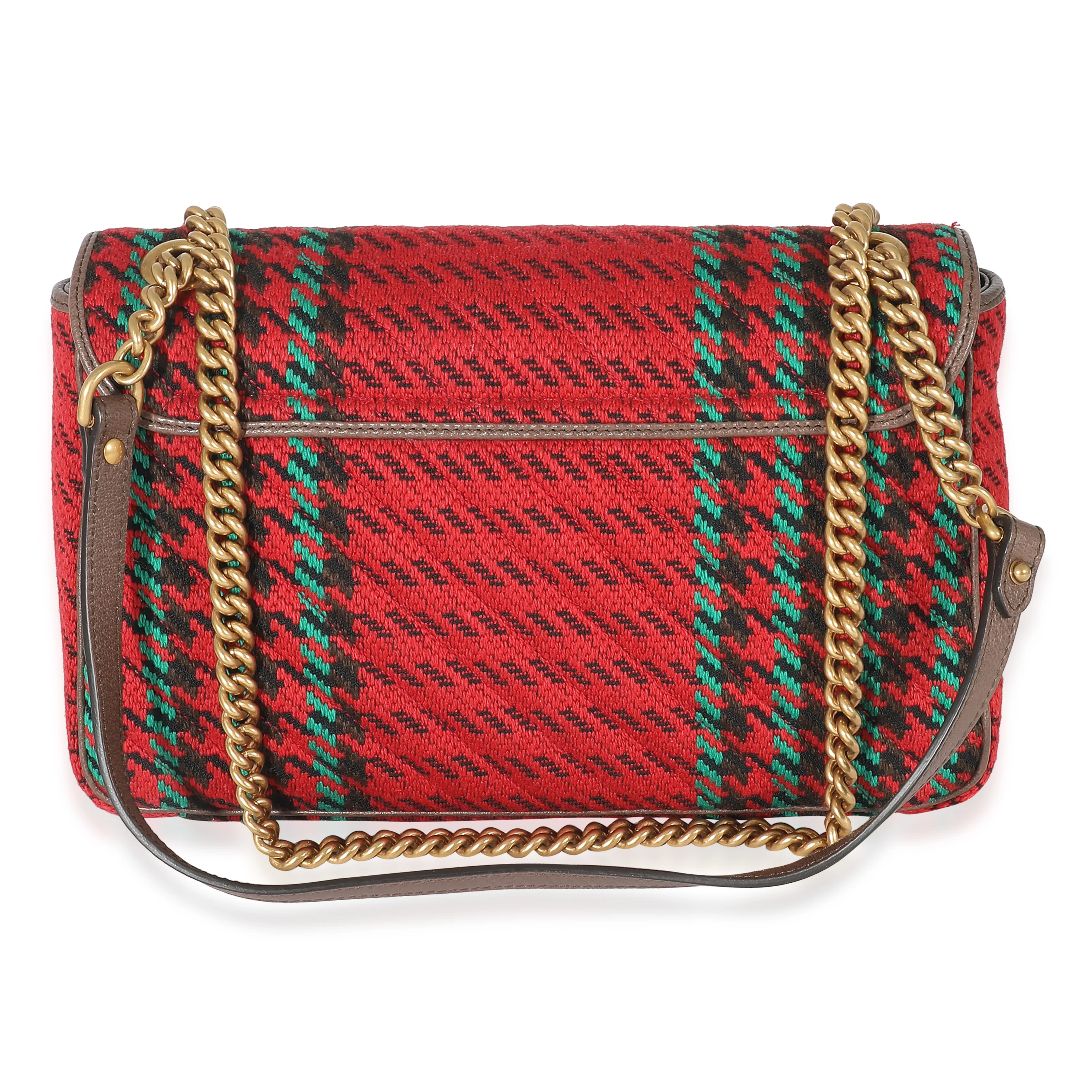 Gucci Multicolor Houndstooth Wool Small GG Marmont Shoulder Bag - Image 3