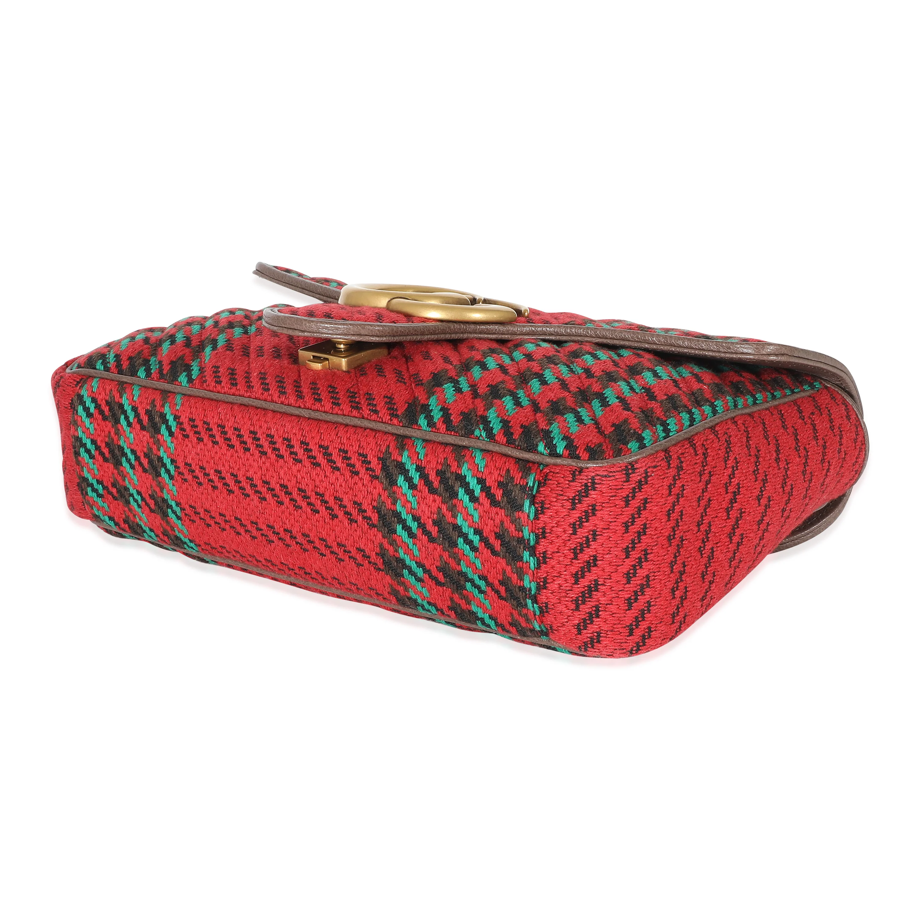 Gucci Multicolor Houndstooth Wool Small GG Marmont Shoulder Bag - Image 7