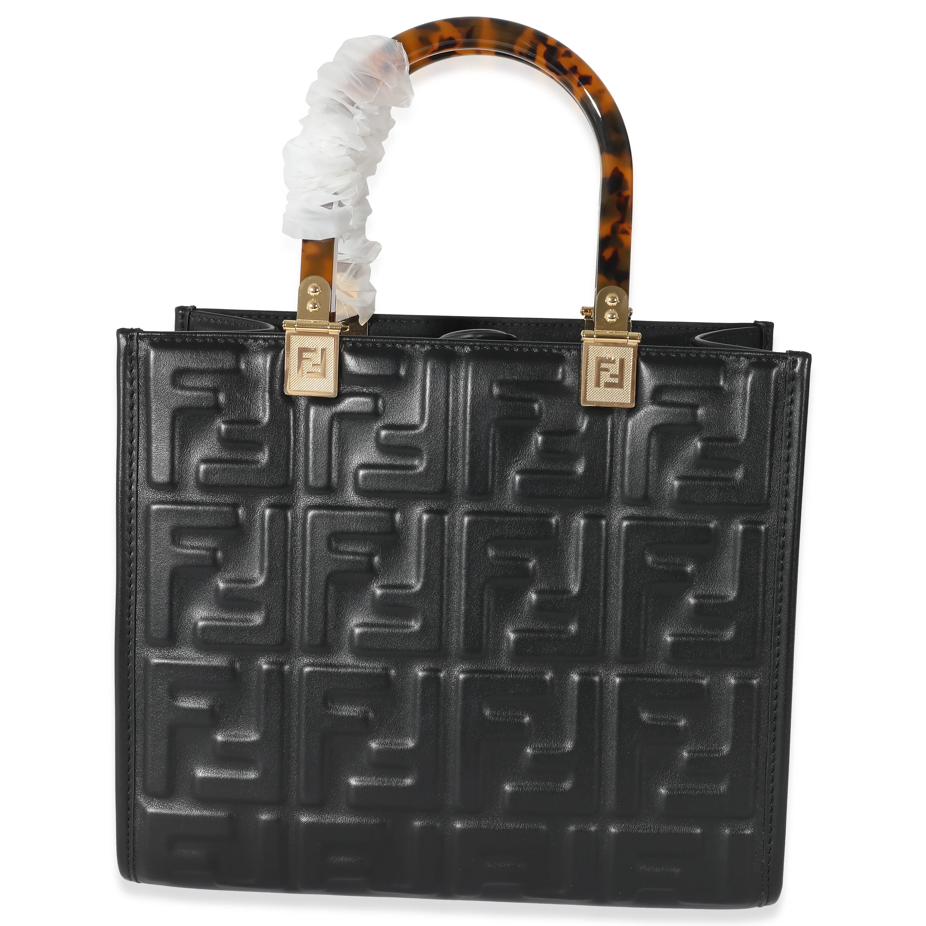 FendiĀ Black FF Vitello Embossed Small Sunshine Tote - Image 5