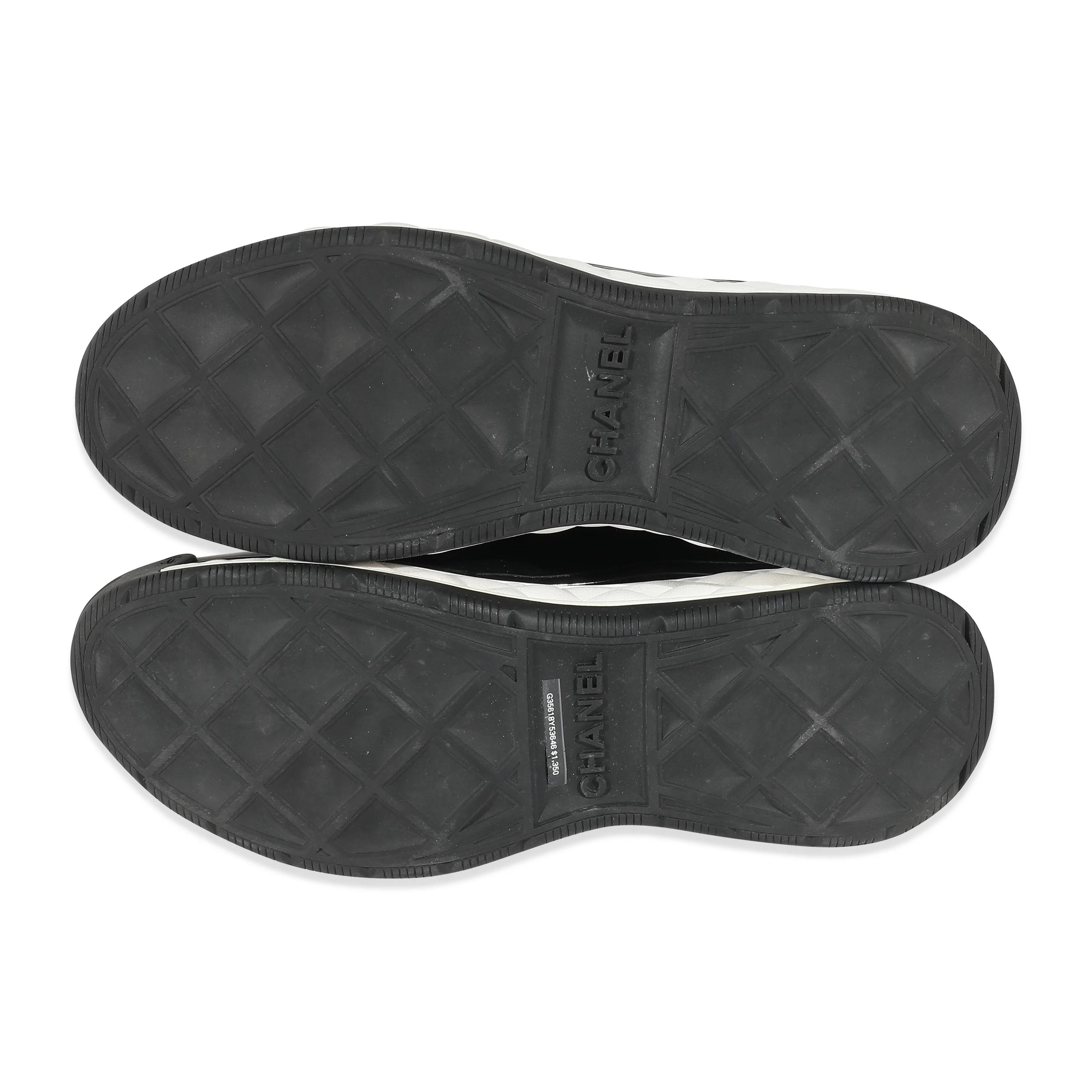 Chanel Black Velvet Calfskin Knit CC Sneakers 43 - Image 6