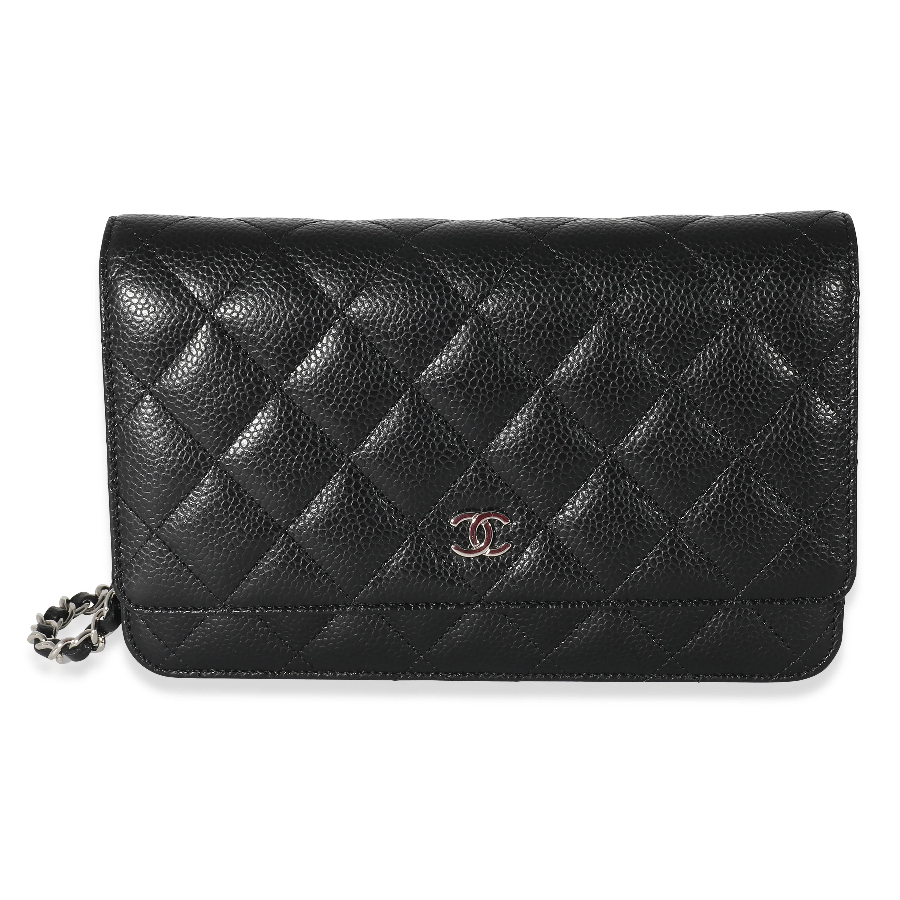 Chanel Black Quilted Caviar Wallet on Chain