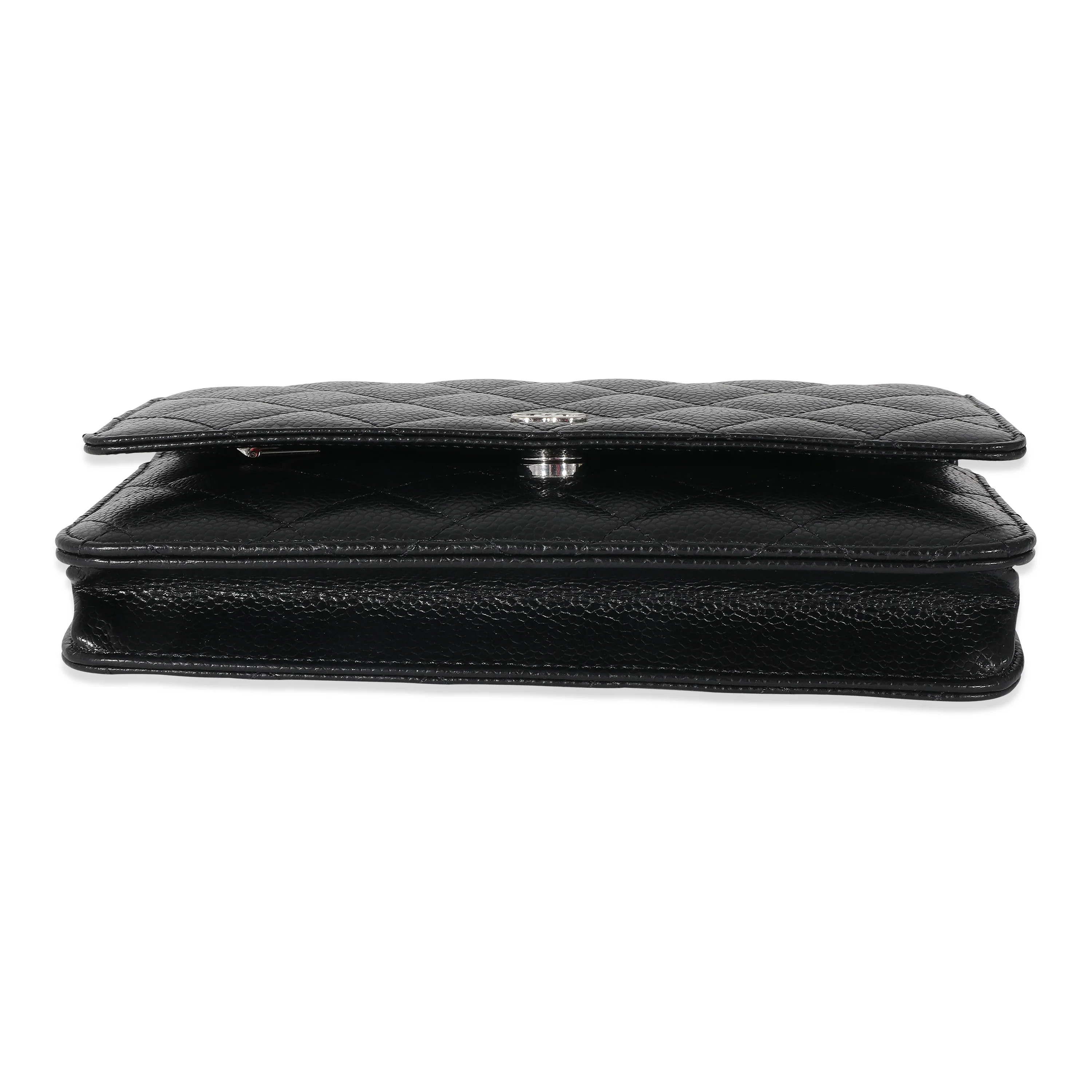 Chanel Black Quilted Caviar Wallet on Chain - Image 4