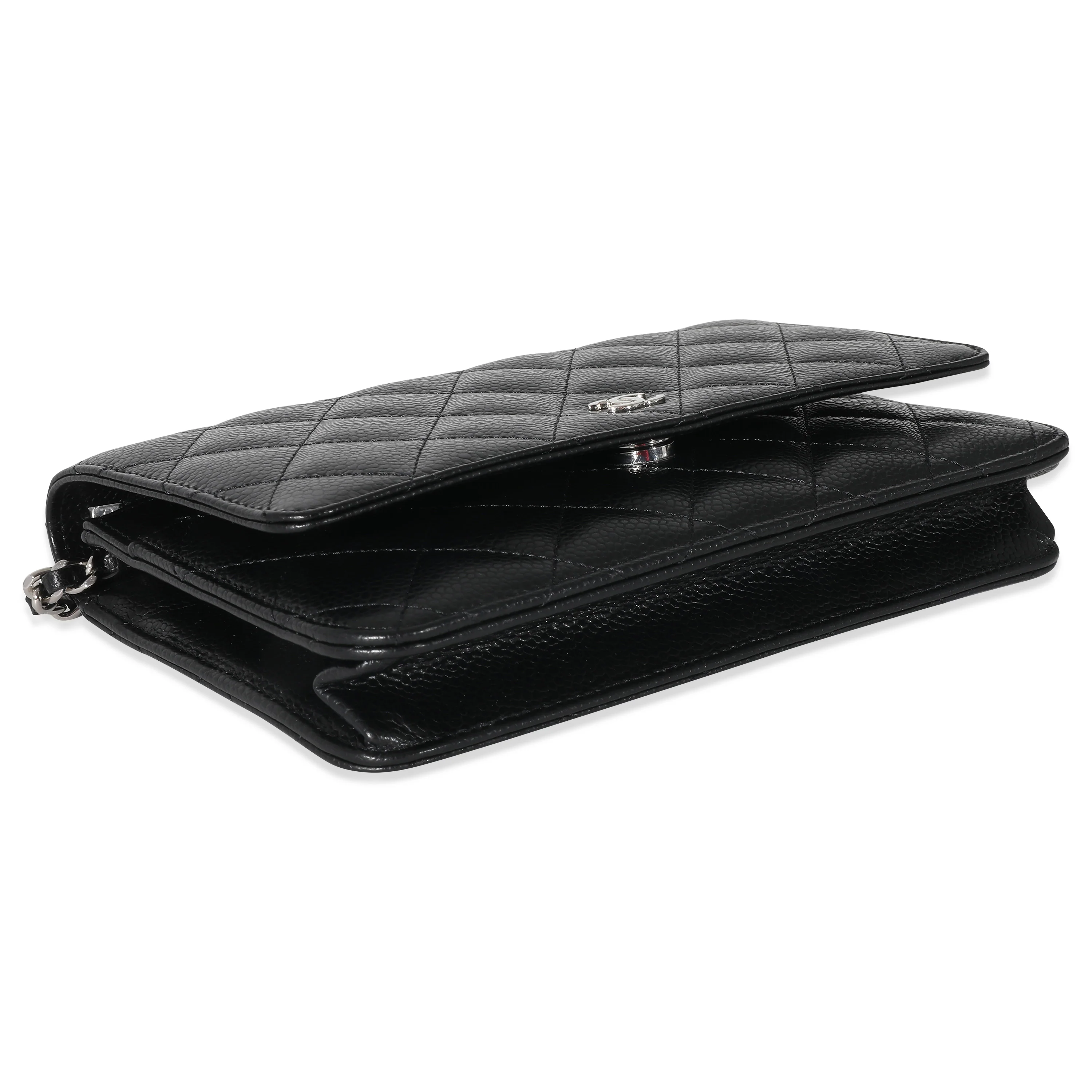 Chanel Black Quilted Caviar Wallet on Chain - Image 5